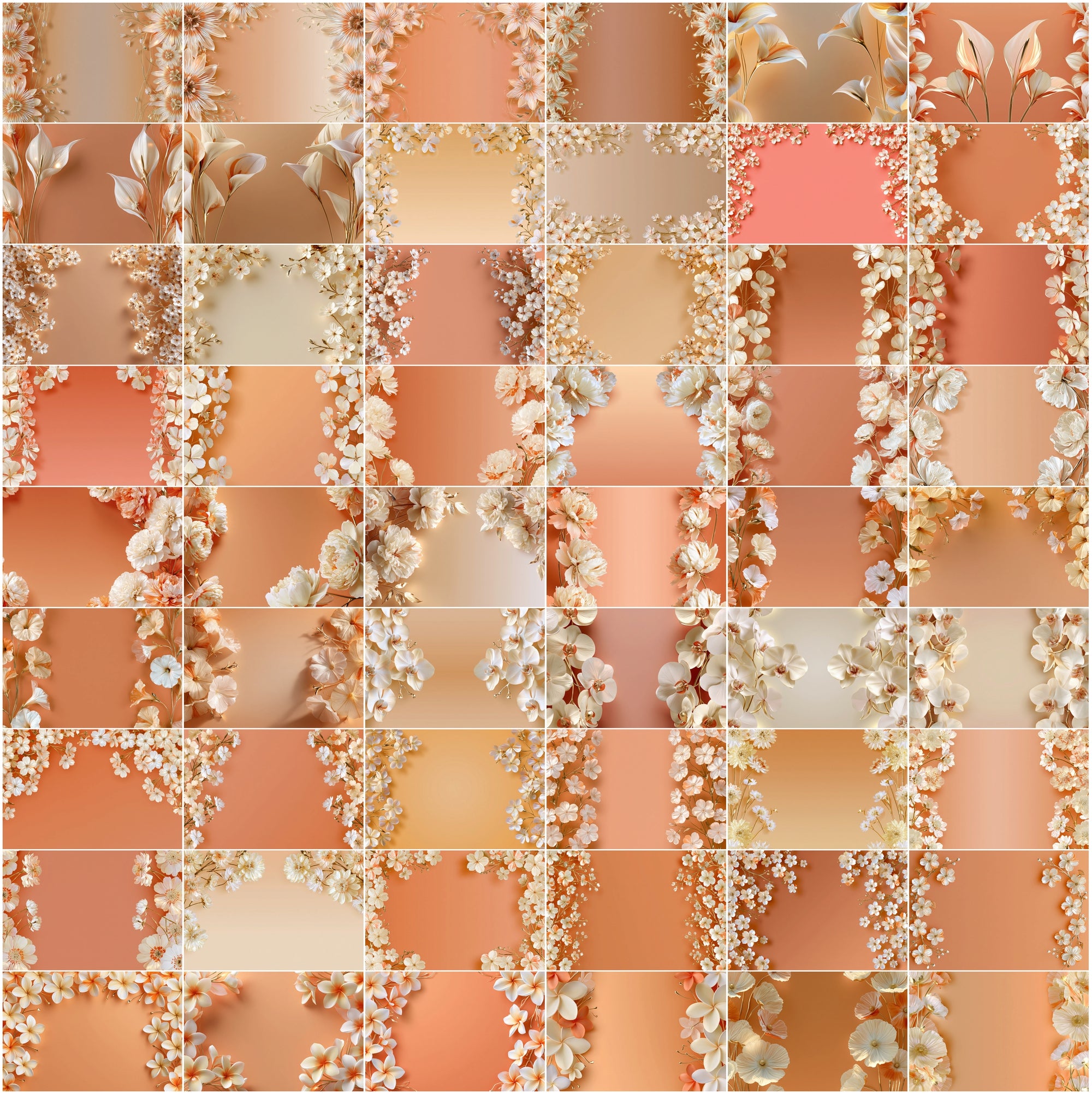 640 Floral Background Images, Elegant Flower JPG Bundle for Invitations, Branding, Scrapbooking & Commercial Use