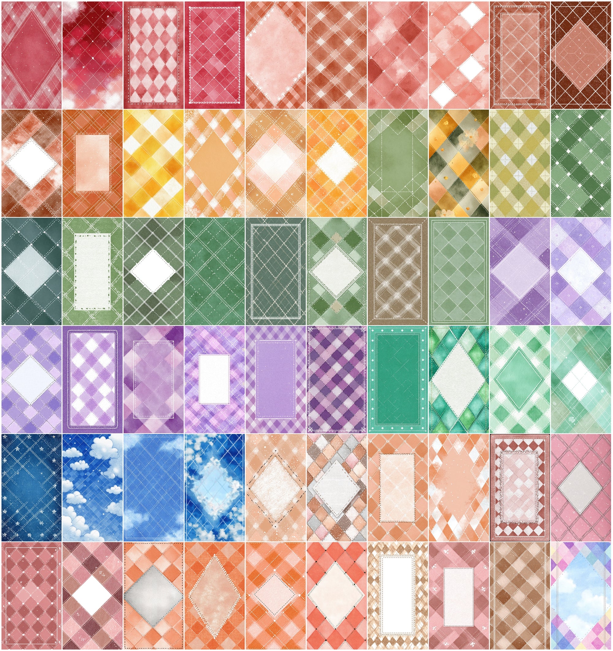 615 Cute Journal Backgrounds Bundle – Pastel Checkered Digital Papers, Aesthetic Scrapbook Pages, Dreamy Crayon Texture JPG Pack