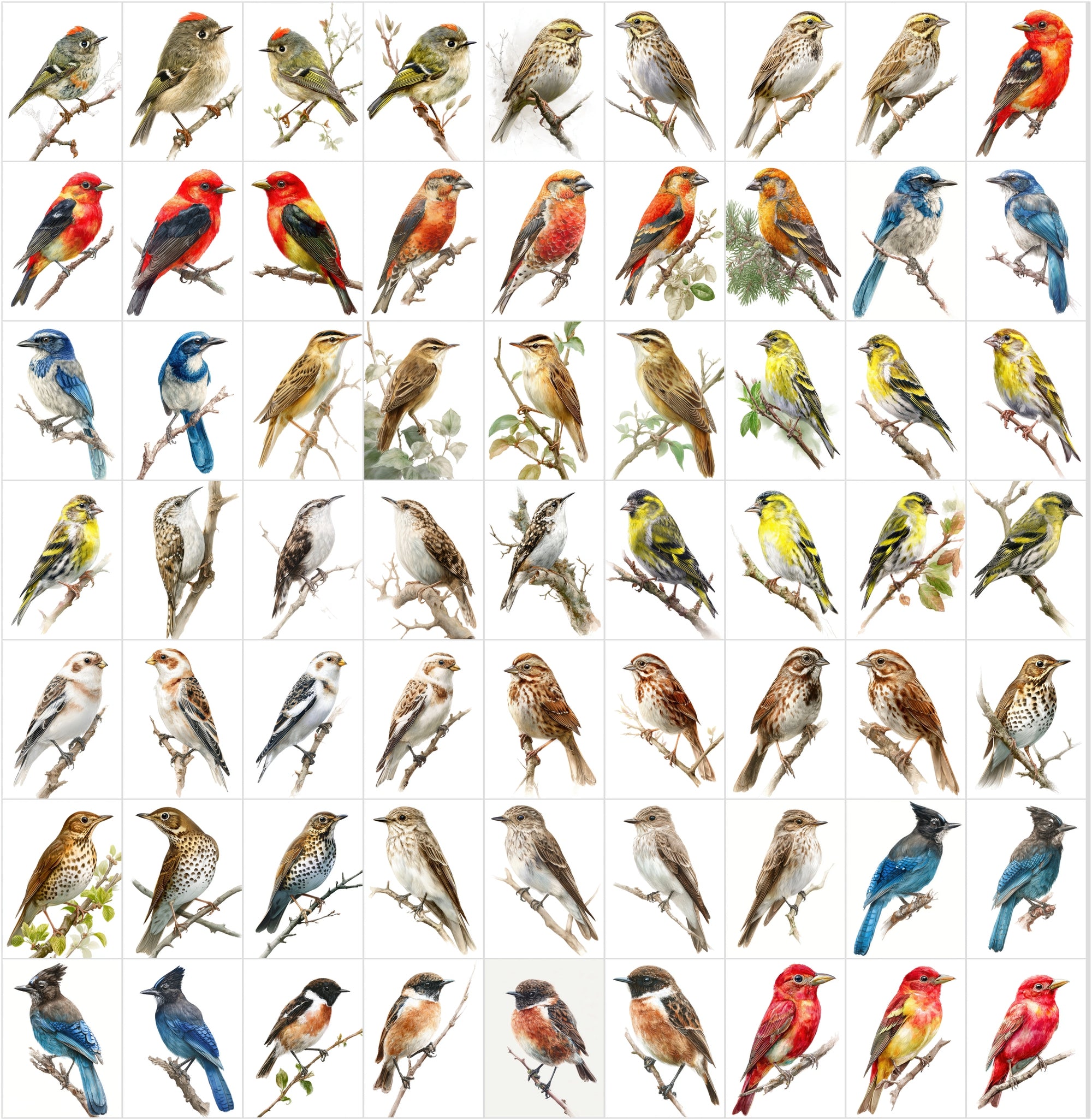 680 Bird Illustrations Bundle – Realistic Birds Clipart