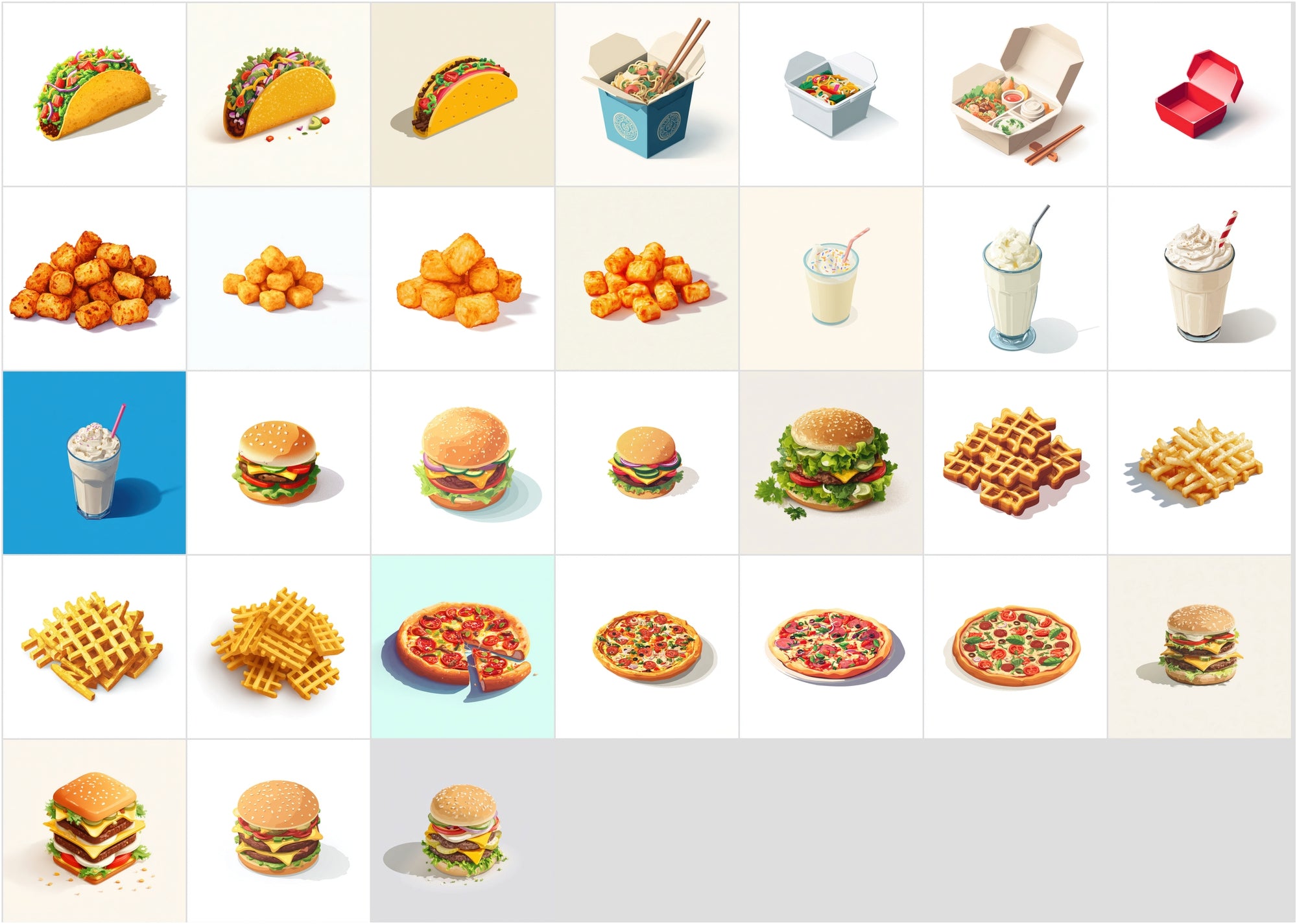 423 Isometric Fast Food Illustrations