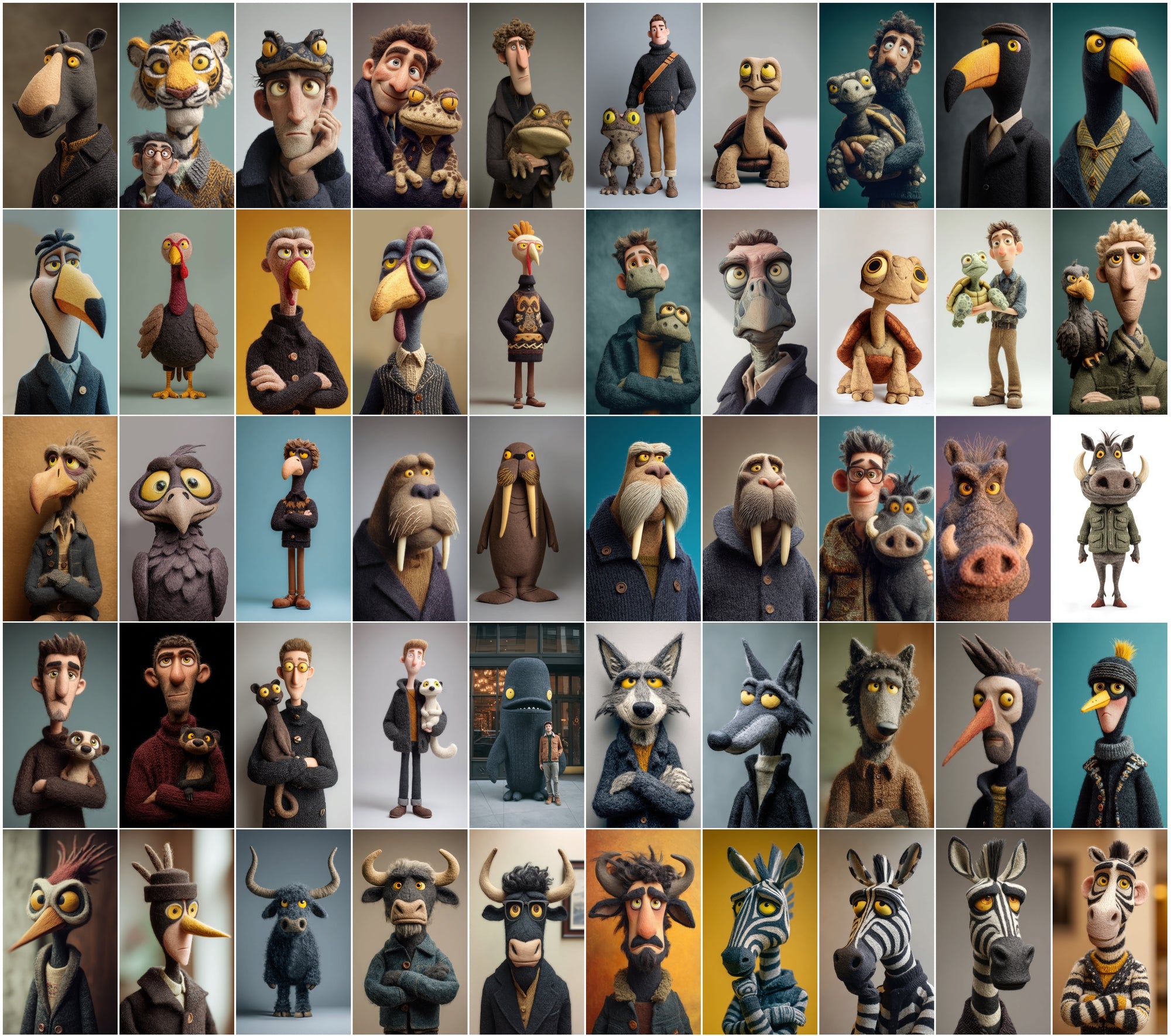 530 Felt Style Animal Portrait Images Bundle