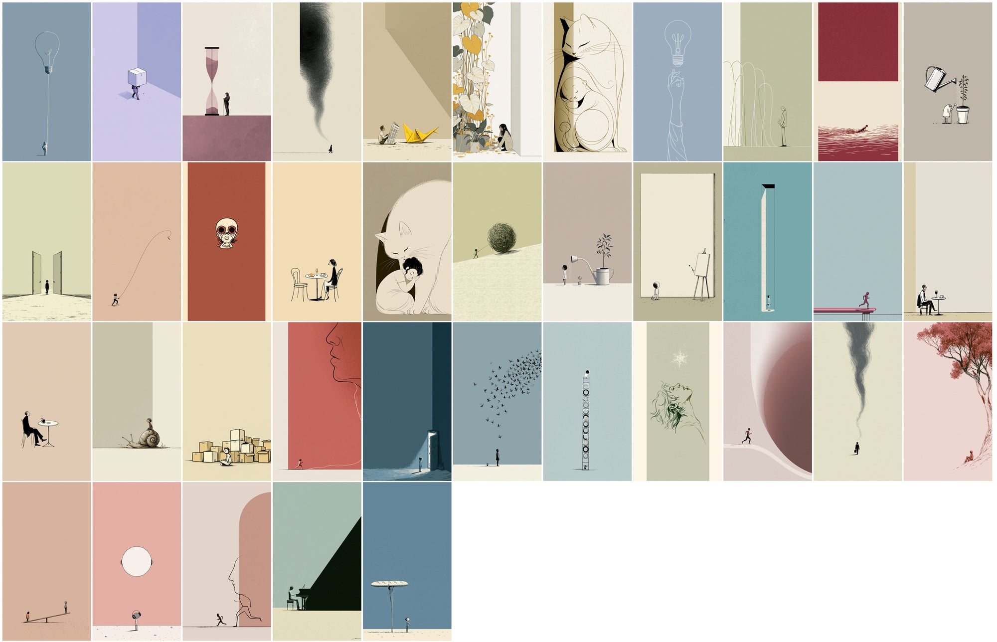 630 Minimalist Line Art Illustrations | Editorial Vertical Wall Art Bundle