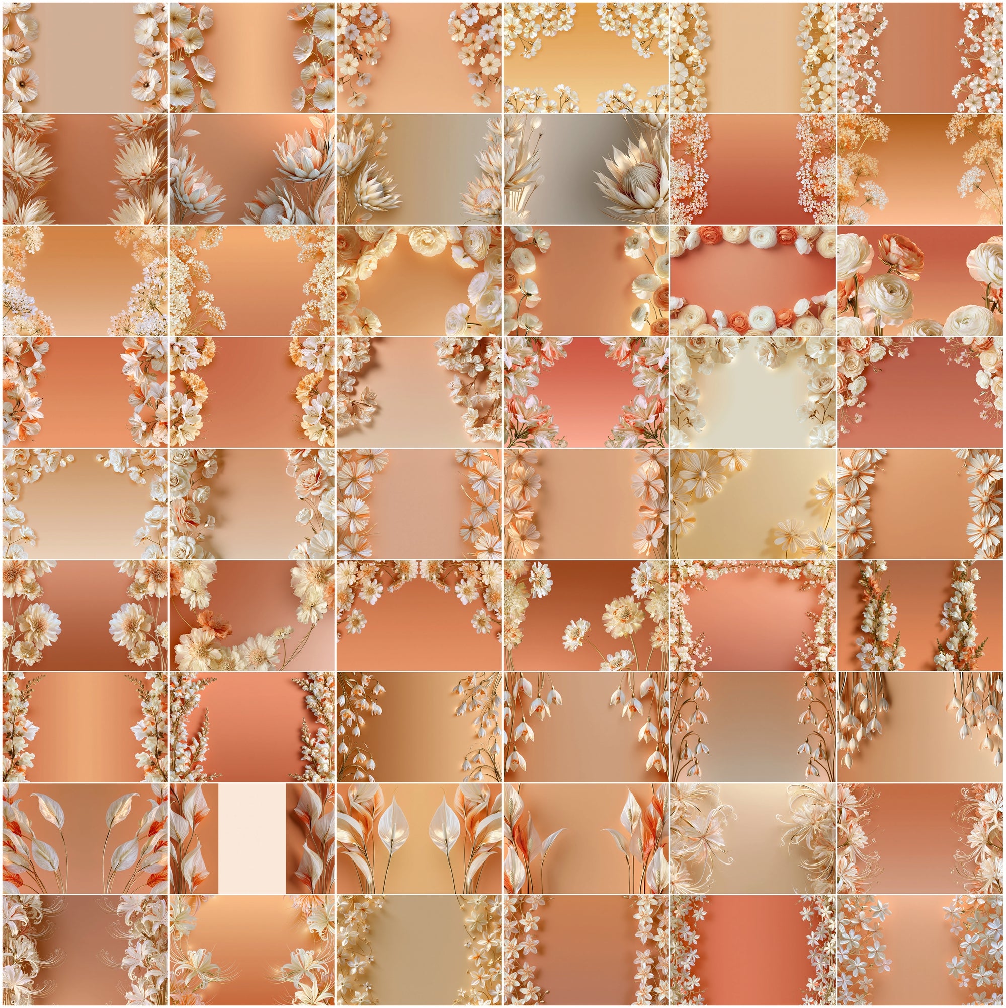 640 Floral Background Images, Elegant Flower JPG Bundle for Invitations, Branding, Scrapbooking & Commercial Use