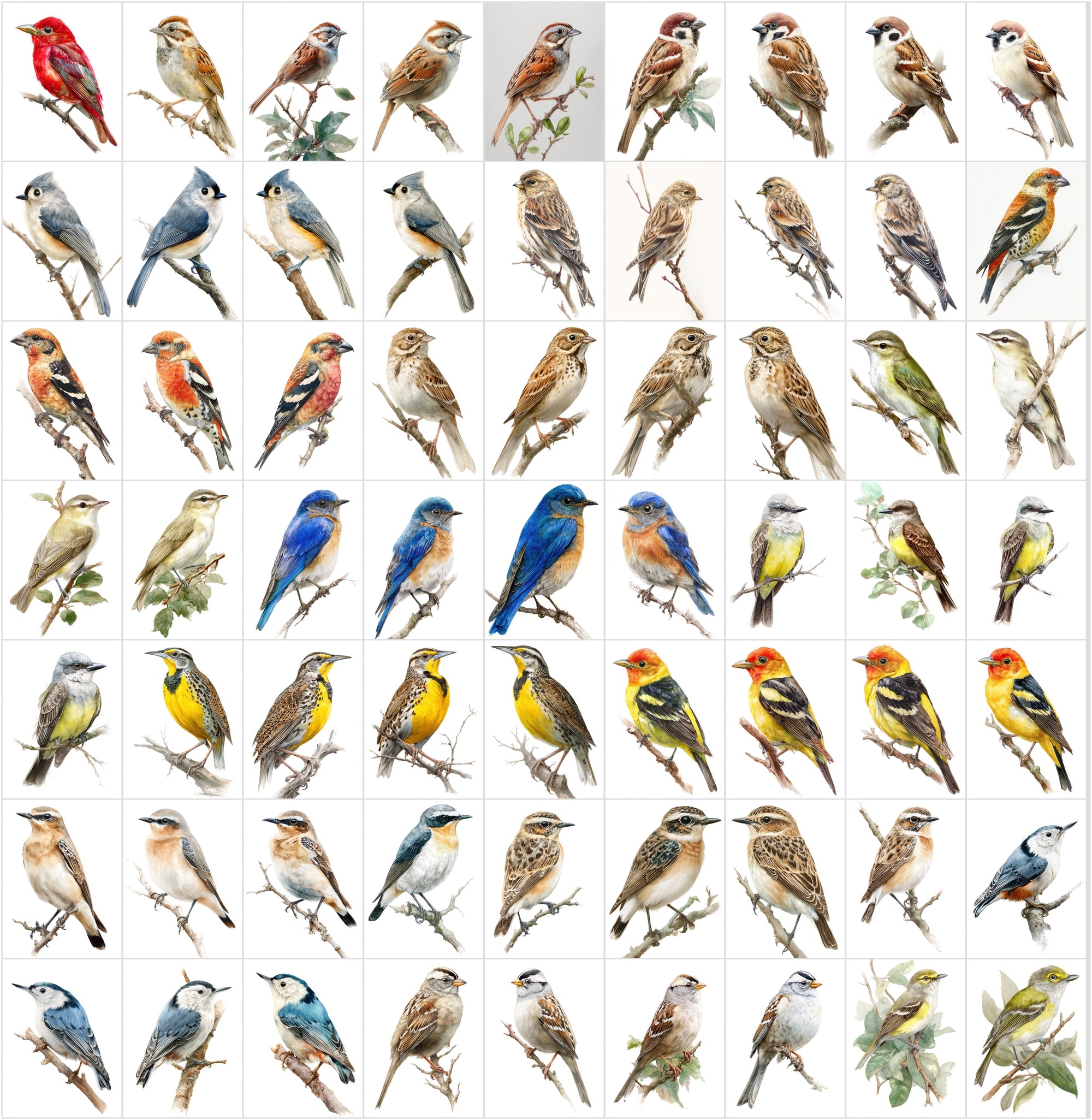 680 Bird Illustrations Bundle – Realistic Birds Clipart