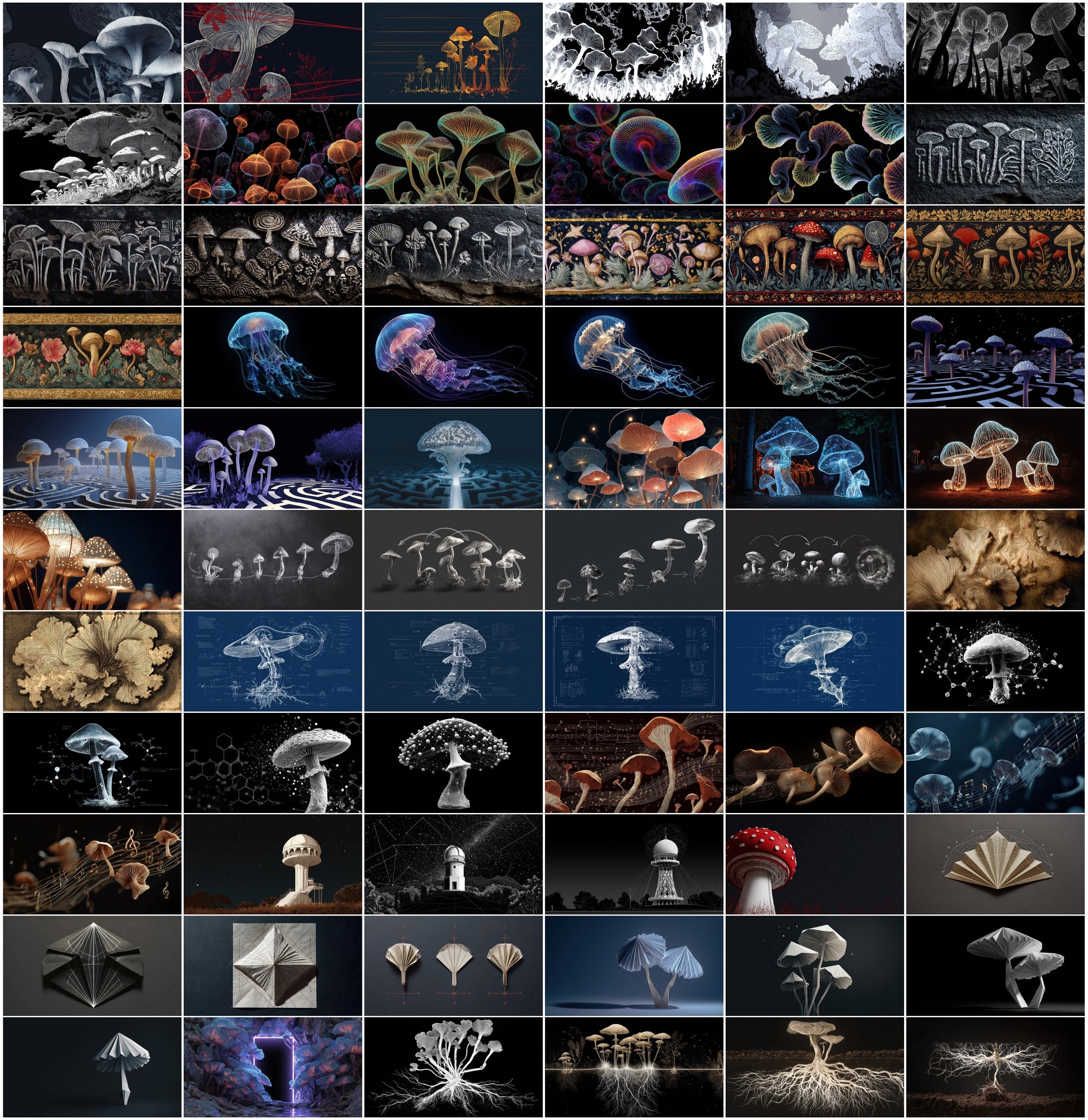 950 Psychedelic Mushroom Images Bundle – Bioluminescent Neon Art Pack