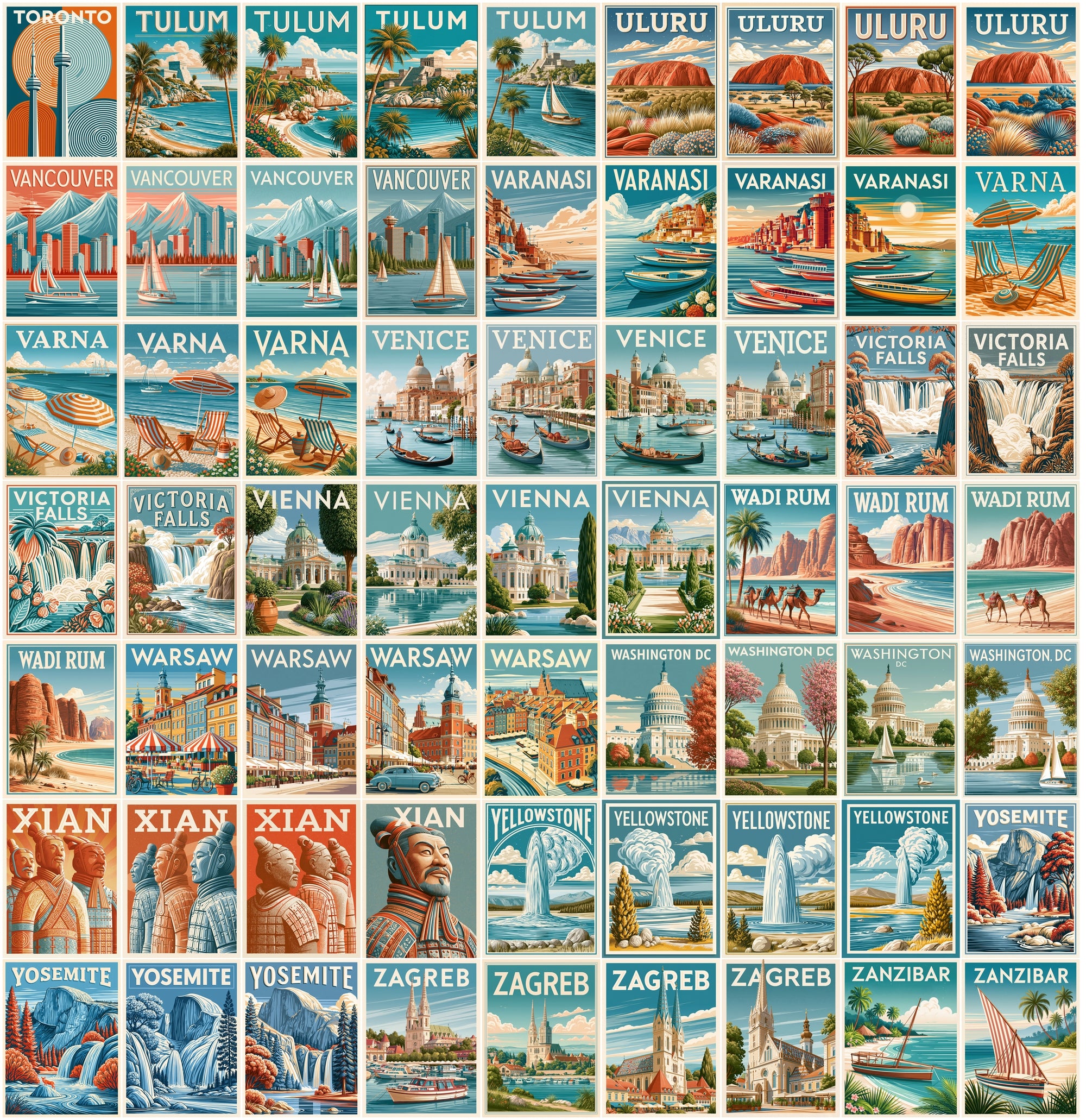 635 Vintage Travel Postcards Bundle, Printable City Posters, Retro Landmark Wall Art