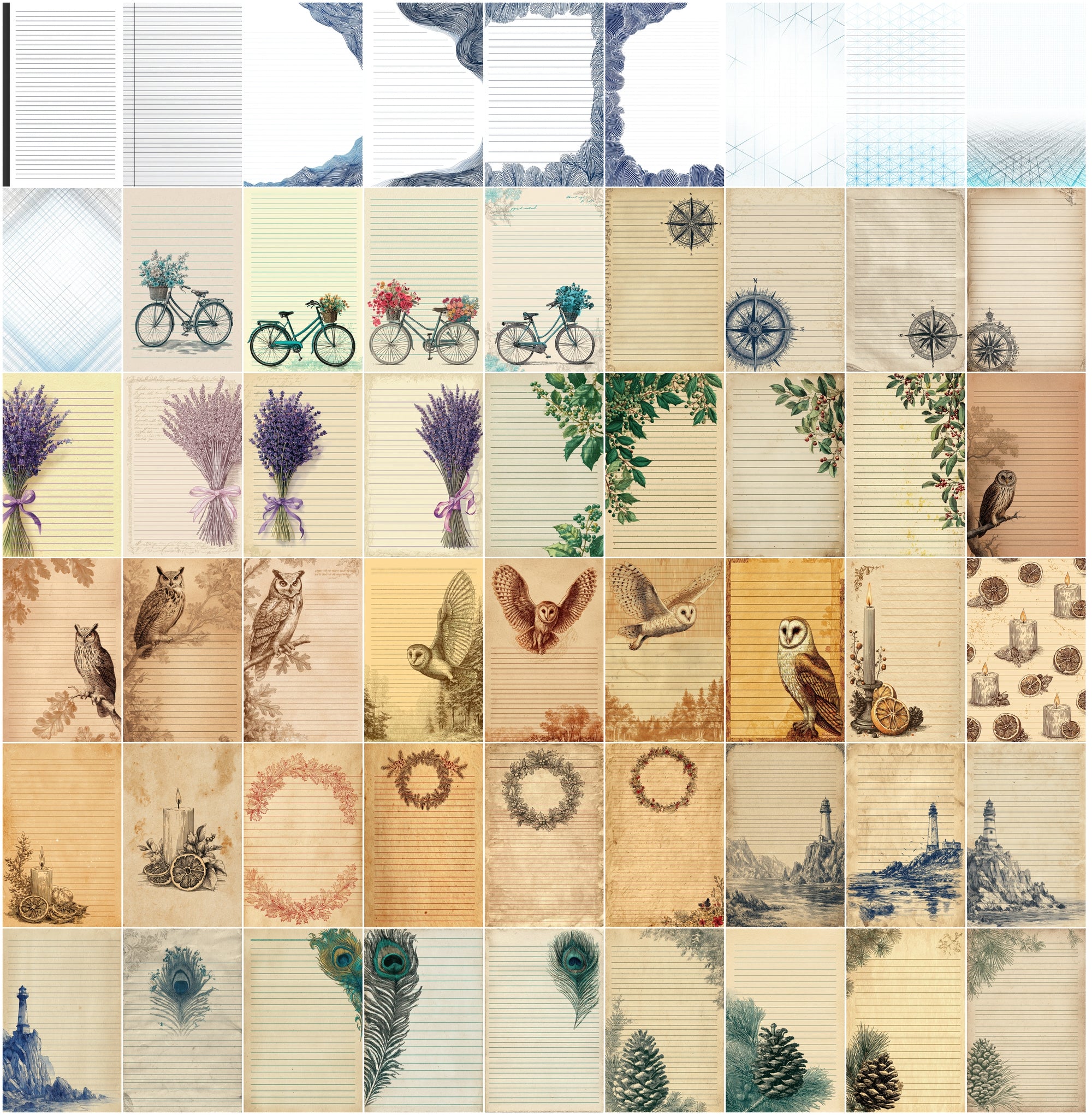 636 Decorative Lined Paper Designs — Boho, Vintage, Cottagecore, Modern Styles for Journals, Planners and Printables