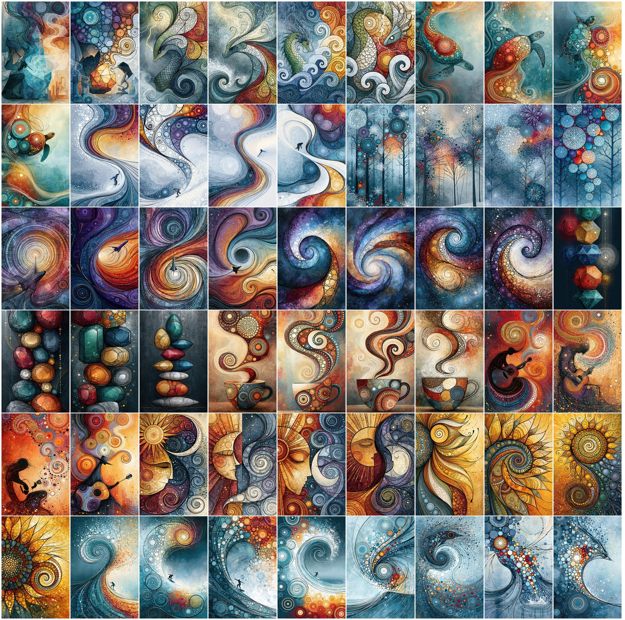 600 Dot Art Abstract Clipart Bundle, Colorful JPG Wall Art Images, Animals People Landscapes Commercial License
