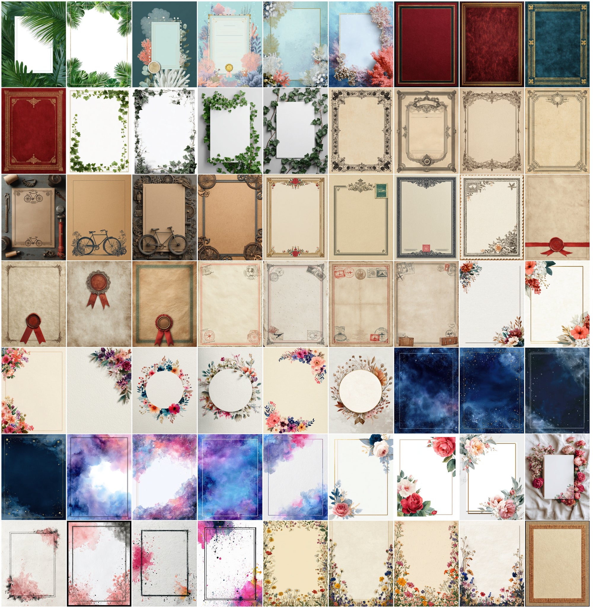 637 Blank Certificate Mockup Bundle, Commercial License, Gold Foil Borders, Vintage & Modern Designs, Printable Templates