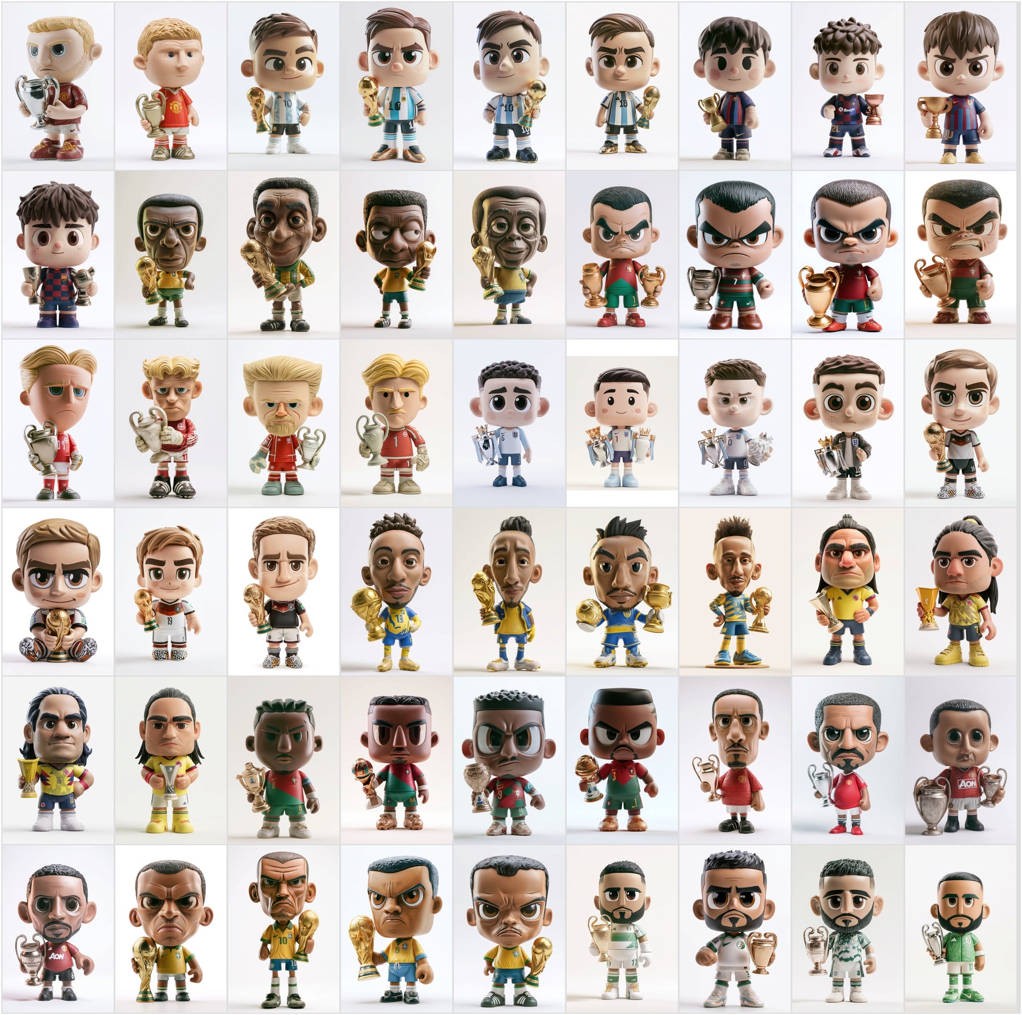 680 Football Vinyl Figure Clipart Bundle, Soccer Player Collectible Toy Art