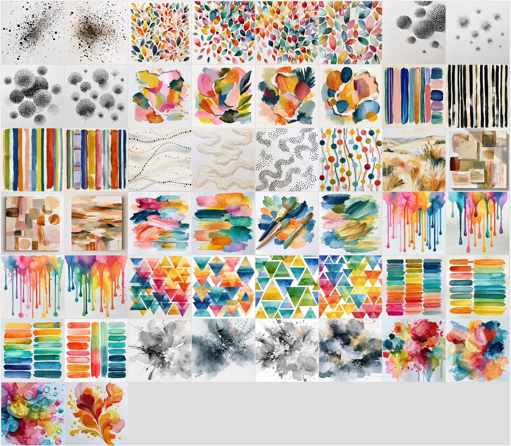 620 Watercolor Graphic Elements Clipart Bundle | Abstract Ink Brushstrokes, Splatters & Washes