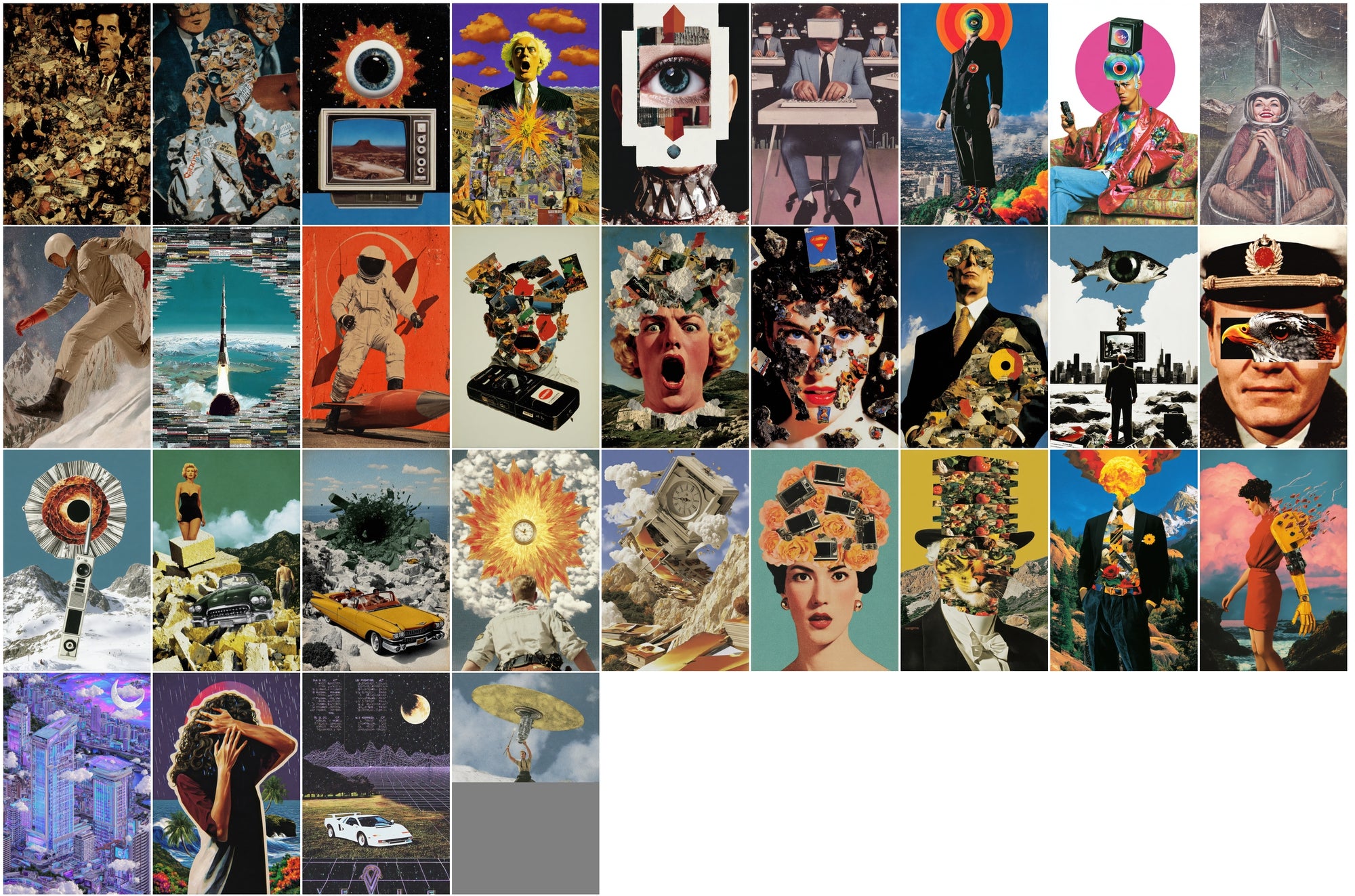 500 Strange Retro Sci-Fi Backgrounds | Bizarre Pop-Art Collage JPGs | Glitch, Conspiracy, Vaporwave, Surreal Aesthetic