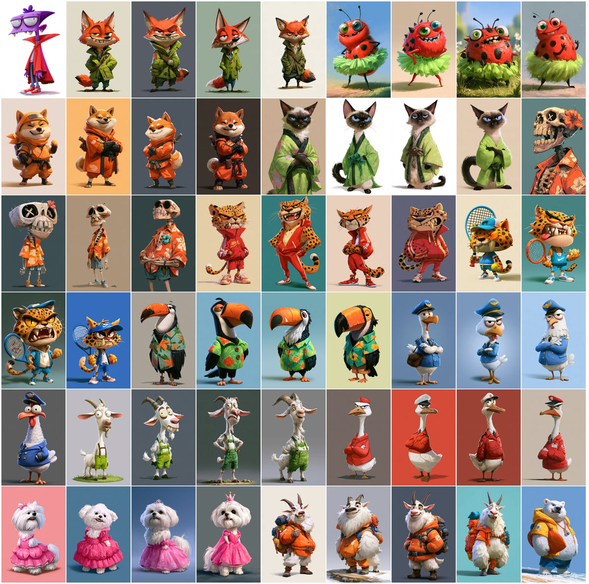620 Cartoon Mascot Characters Bundle – Funny 2D Game Art Animals & Monsters