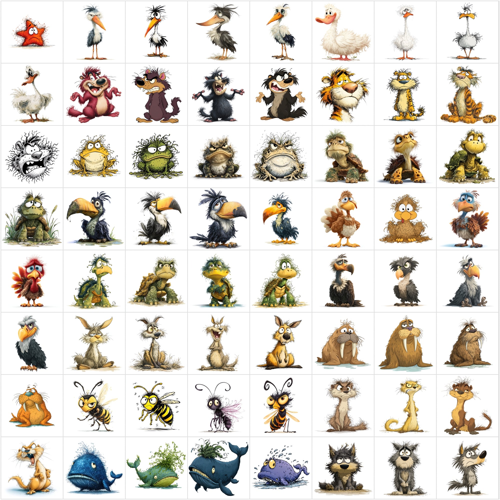 657 Frazzled Animal Cartoon Illustrations