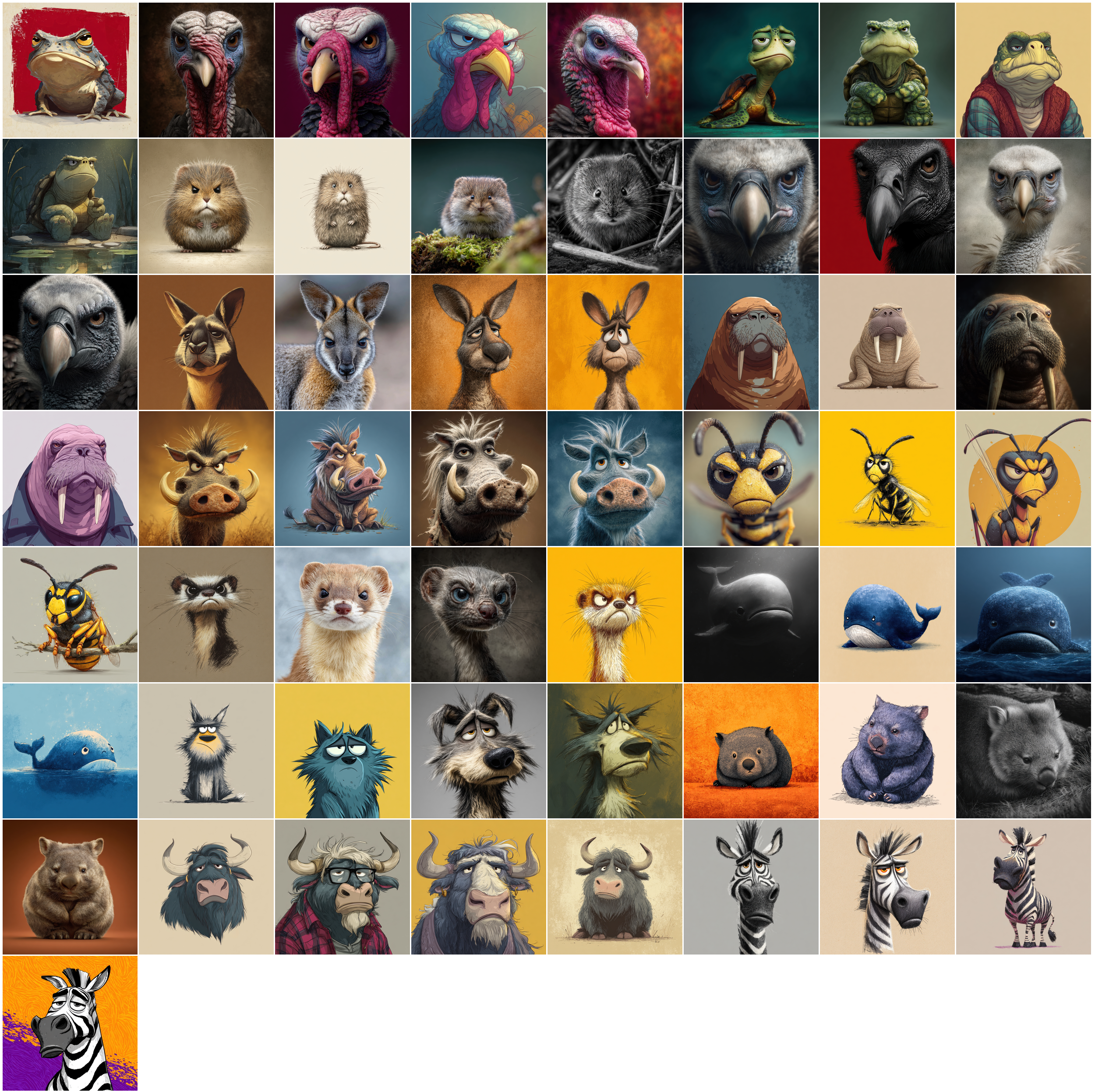 630 Sad and Grumpy Animals Digital Clipart
