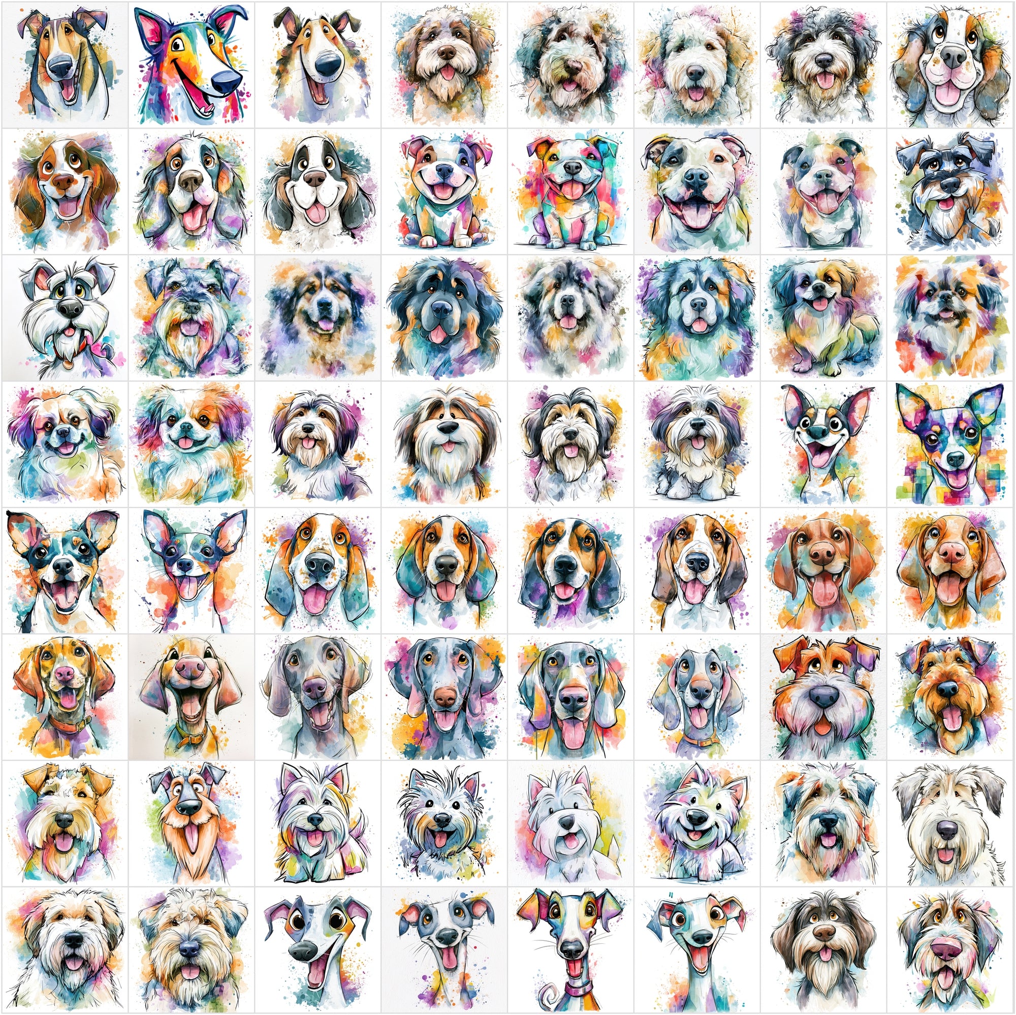 650 Dog Clipart Images – Cute Dog Breeds JPG Bundle with Commercial License