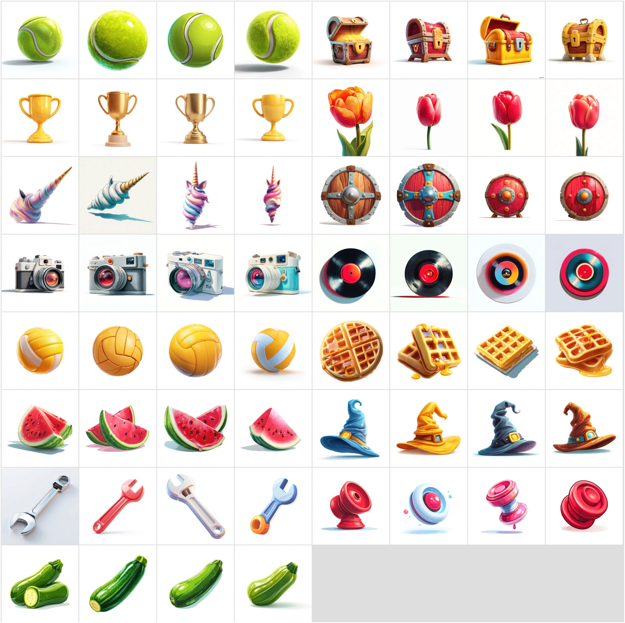 Cartoon Icon Clipart Bundle – 630 Cute JPG Icons for Crafts, POD, Stickers & Digital Designs
