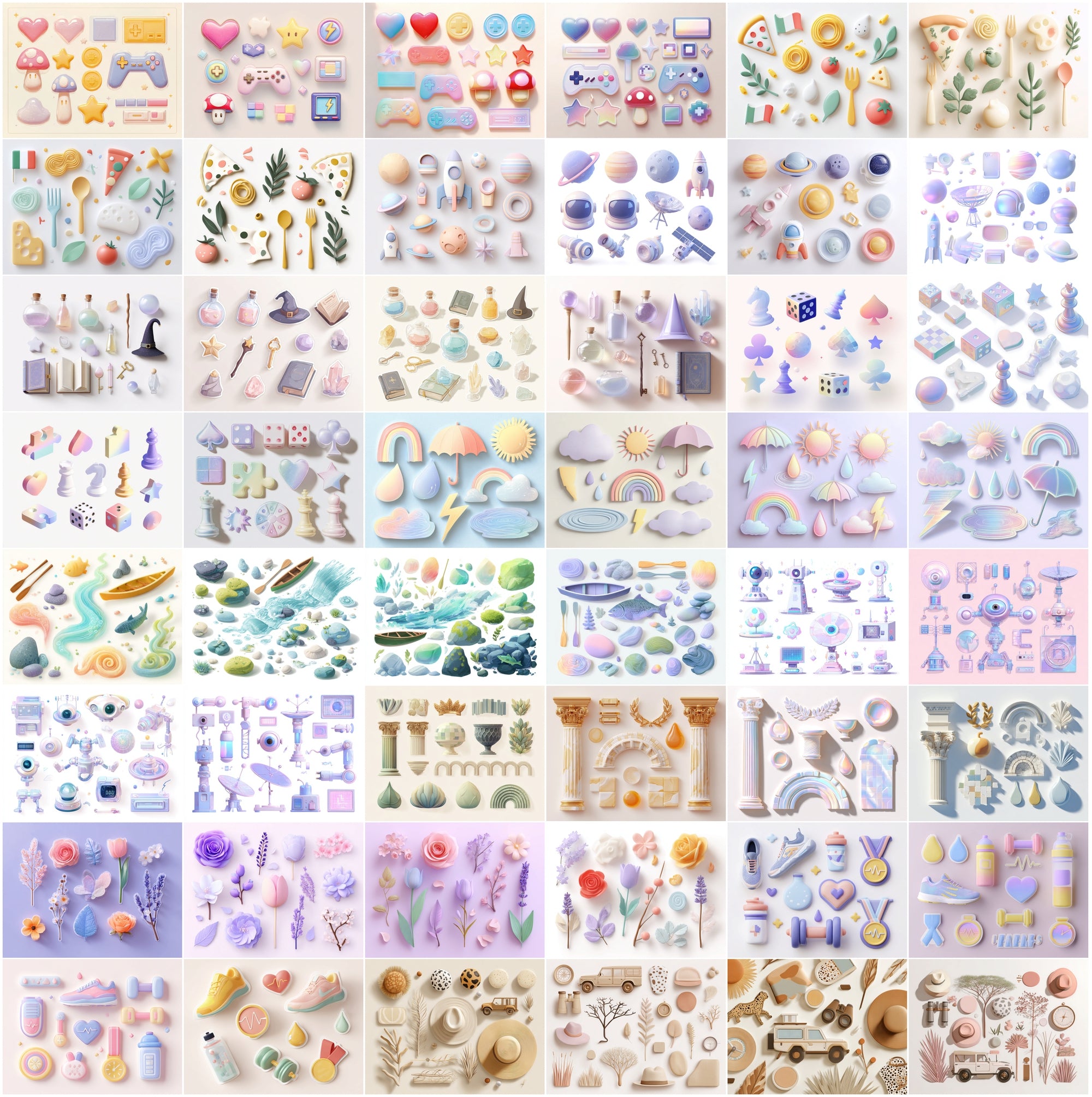 640 3D Decorative Element Clipart Pack