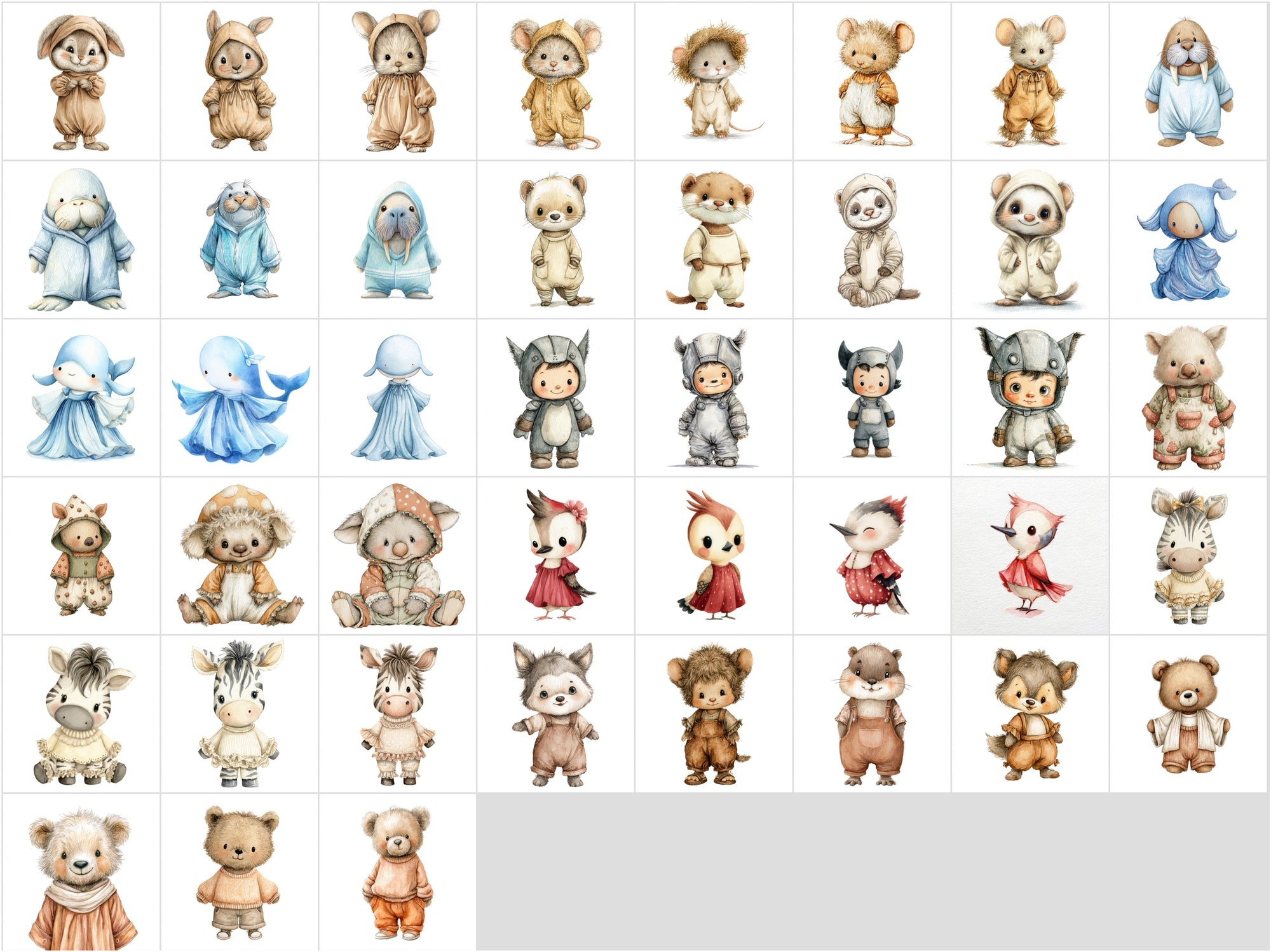 619 Baby Animal Watercolor Clipart Bundle | Cute Pastel Nursery & Baby Shower Illustrations