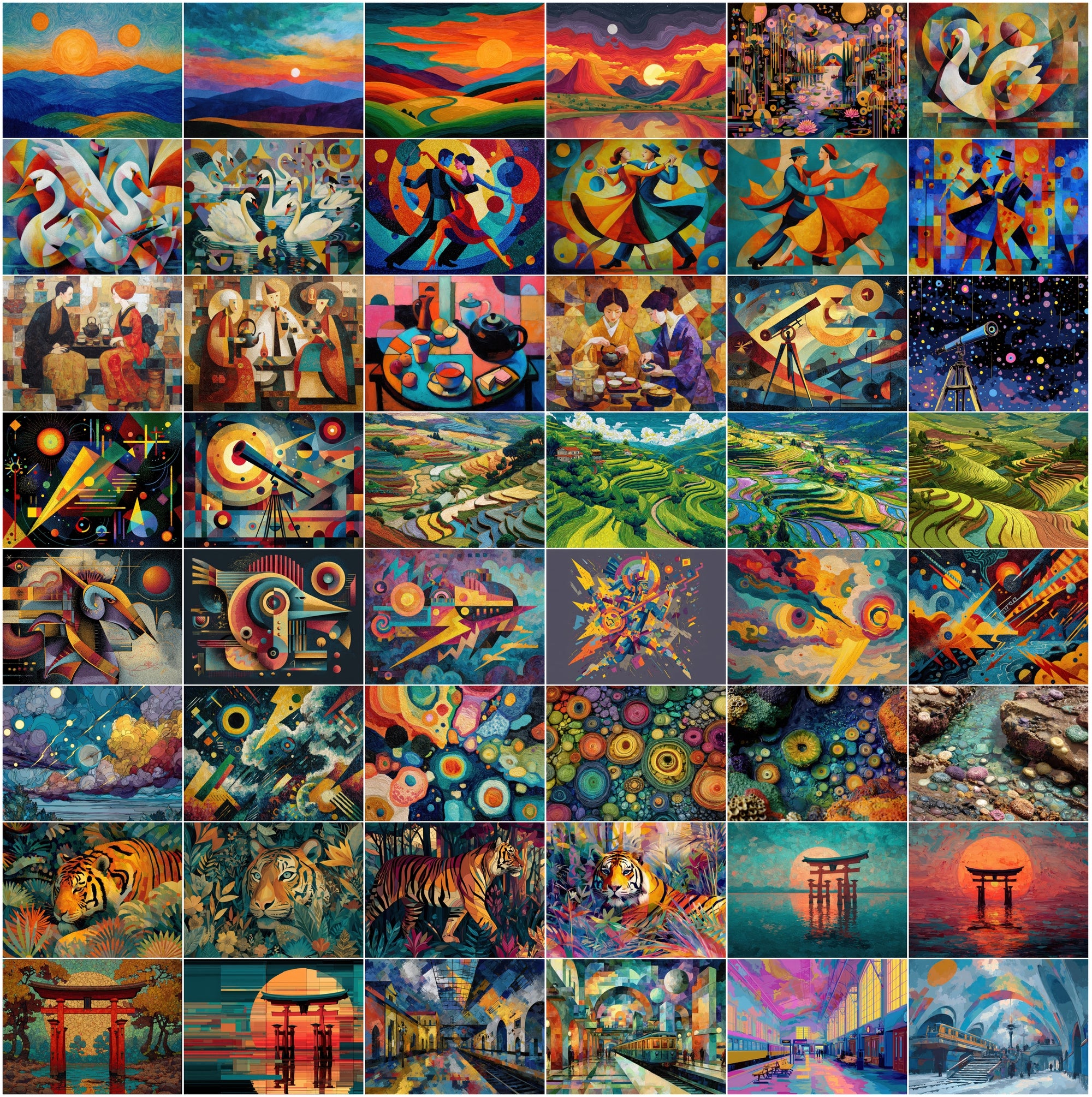 530 Abstract Art Images Bundle, Colorful Printable Wall Art Pack