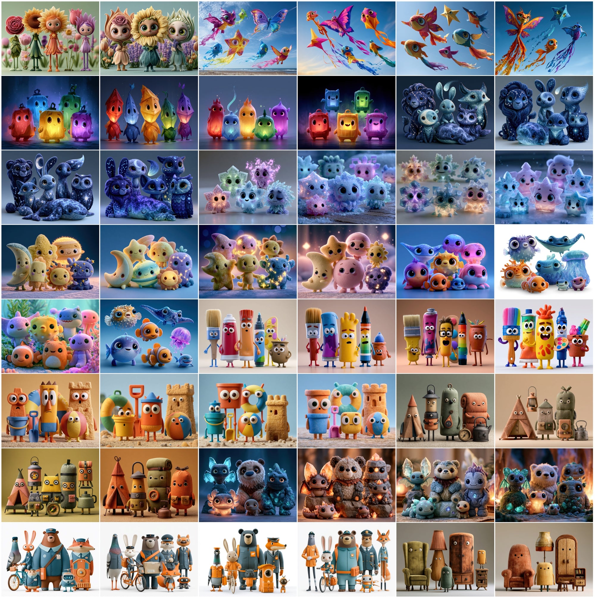 635 Cute Friendship Characters JPG Bundle – Kids, Best Friends & Animated Clipart with Commercial License