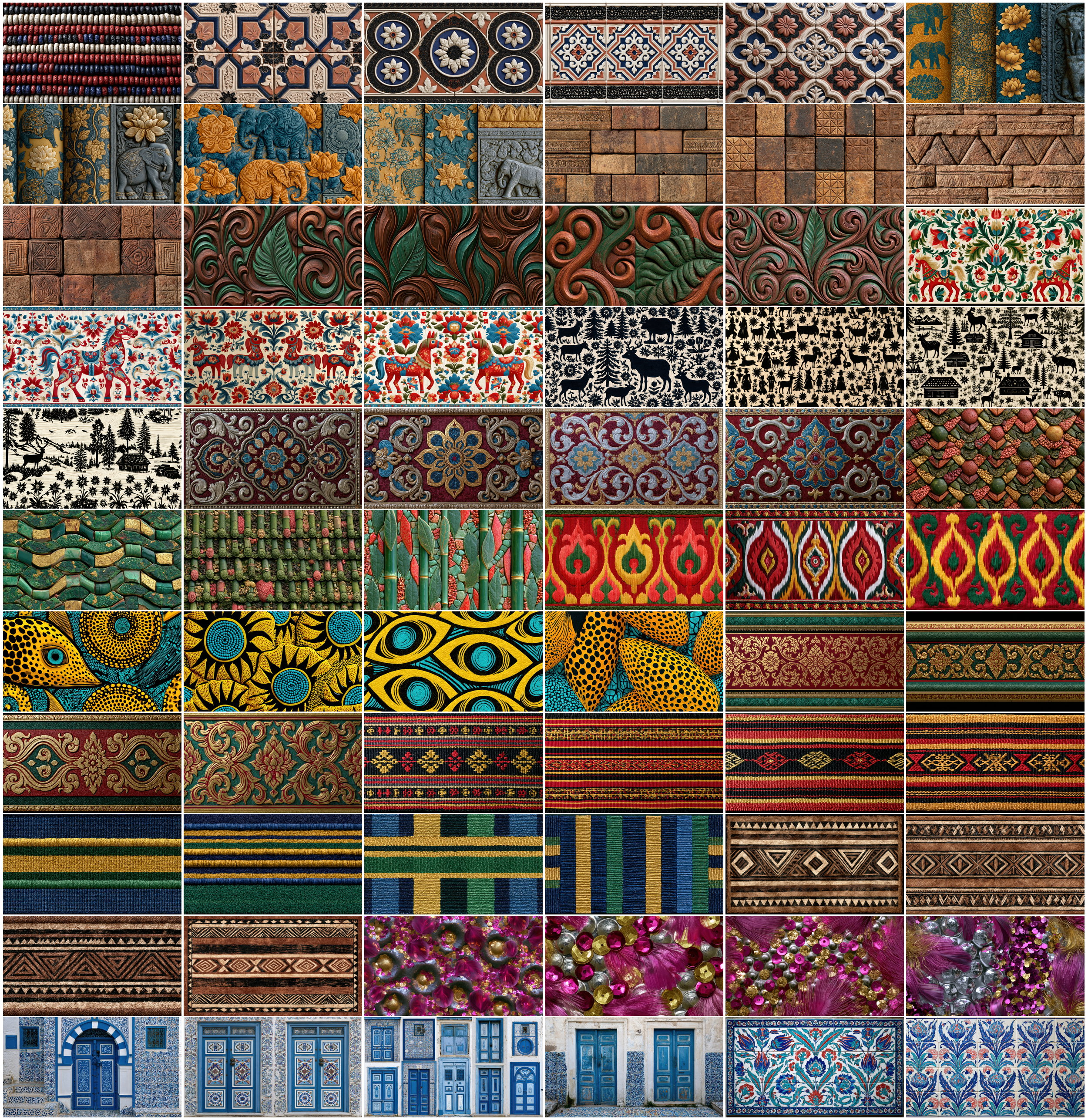 790 World Textures Bundle, Global Cultural Pattern Backgrounds, Ethnic Texture Digital Paper Pack