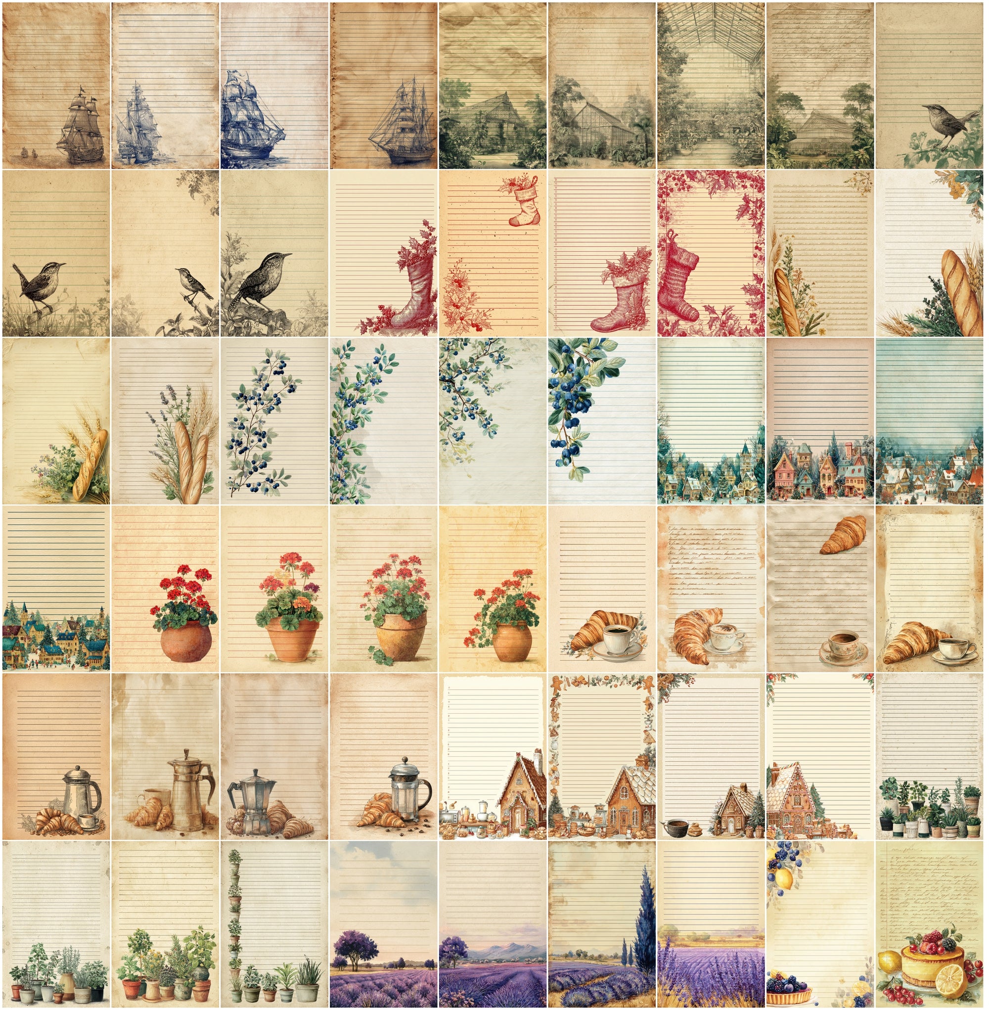 636 Decorative Lined Paper Designs — Boho, Vintage, Cottagecore, Modern Styles for Journals, Planners and Printables