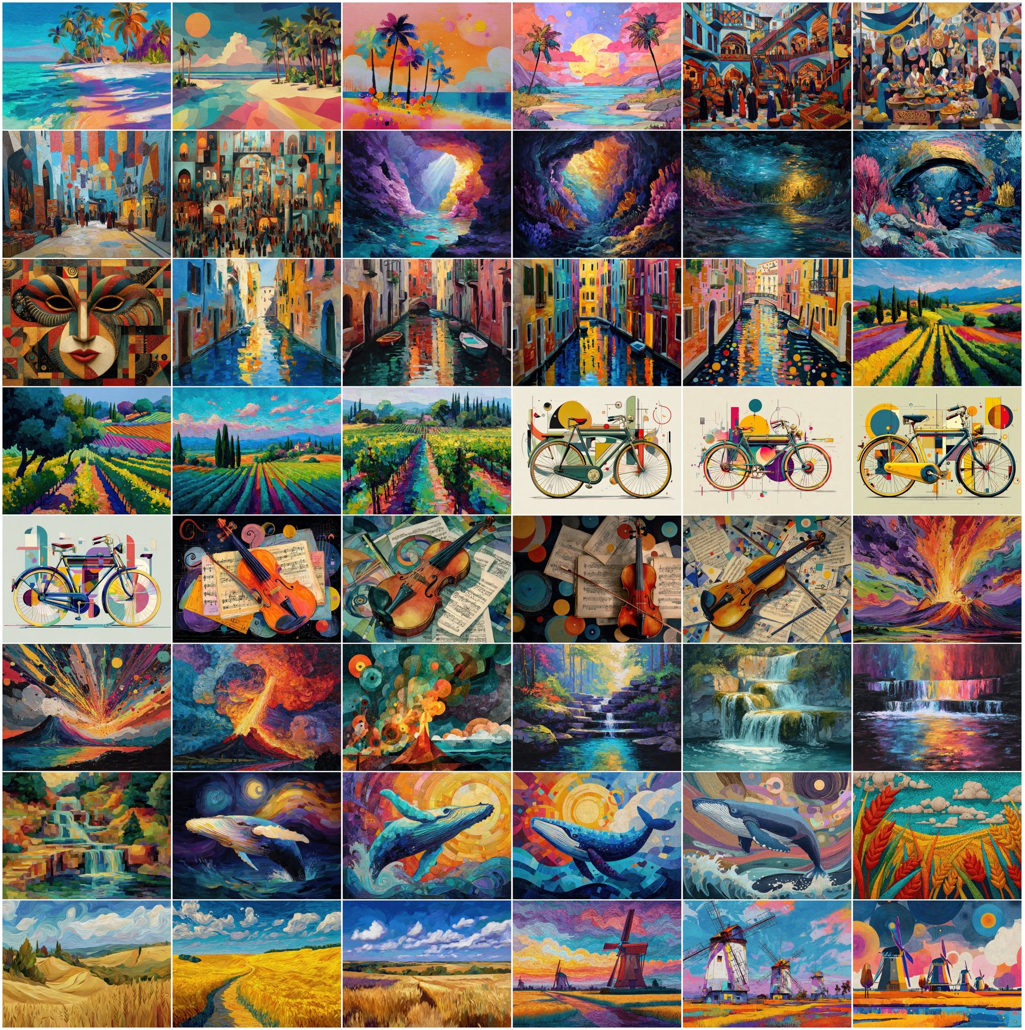 530 Abstract Art Images Bundle, Colorful Printable Wall Art Pack