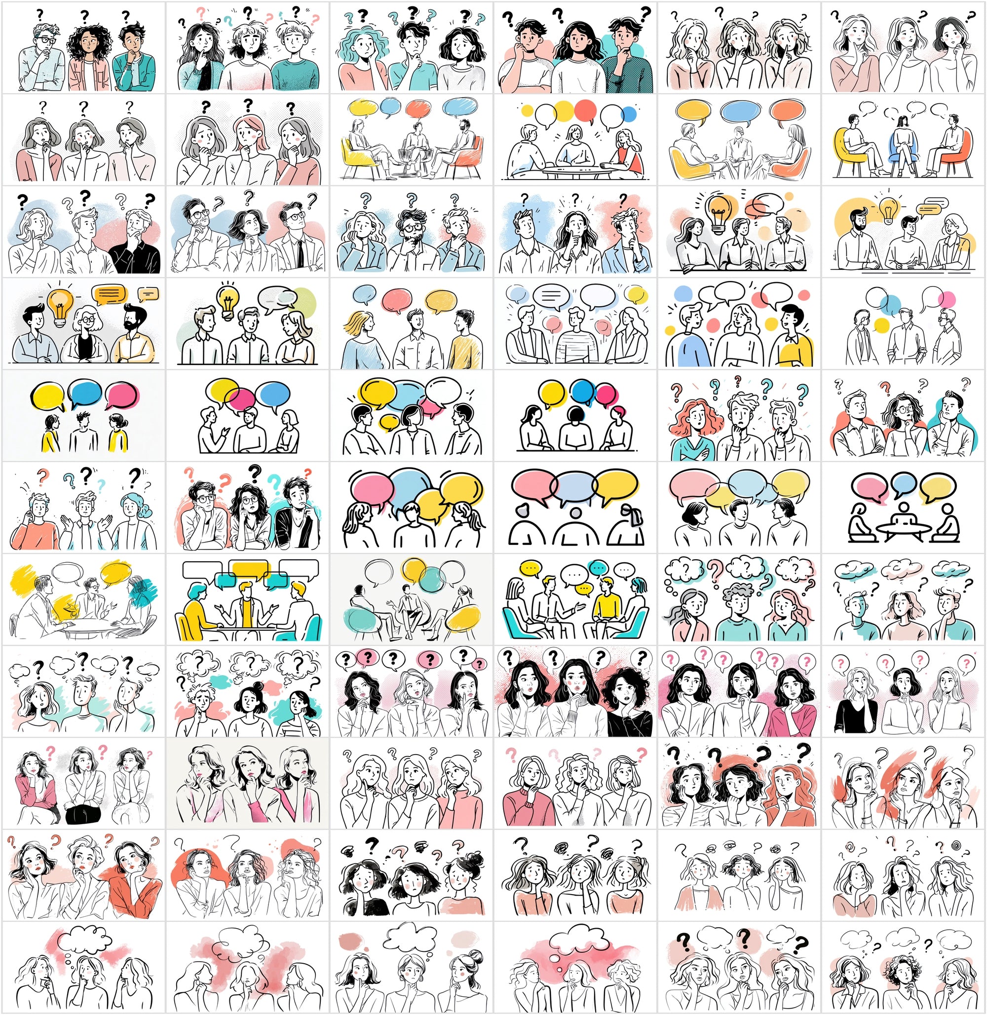 900 Business Line Art Illustrations – Chat, Office & Workflow Graphics Bundle