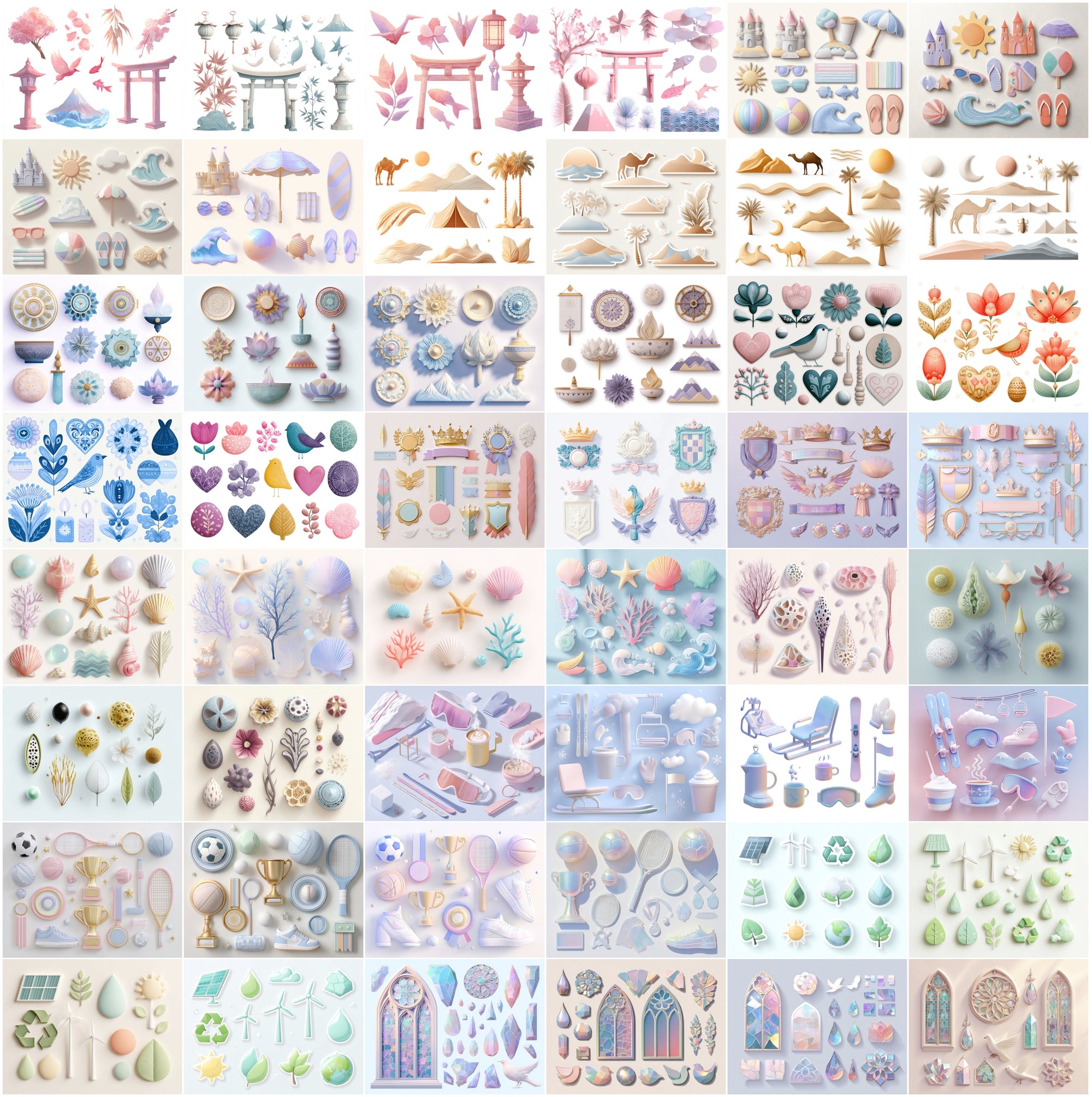 640 3D Decorative Element Clipart Pack