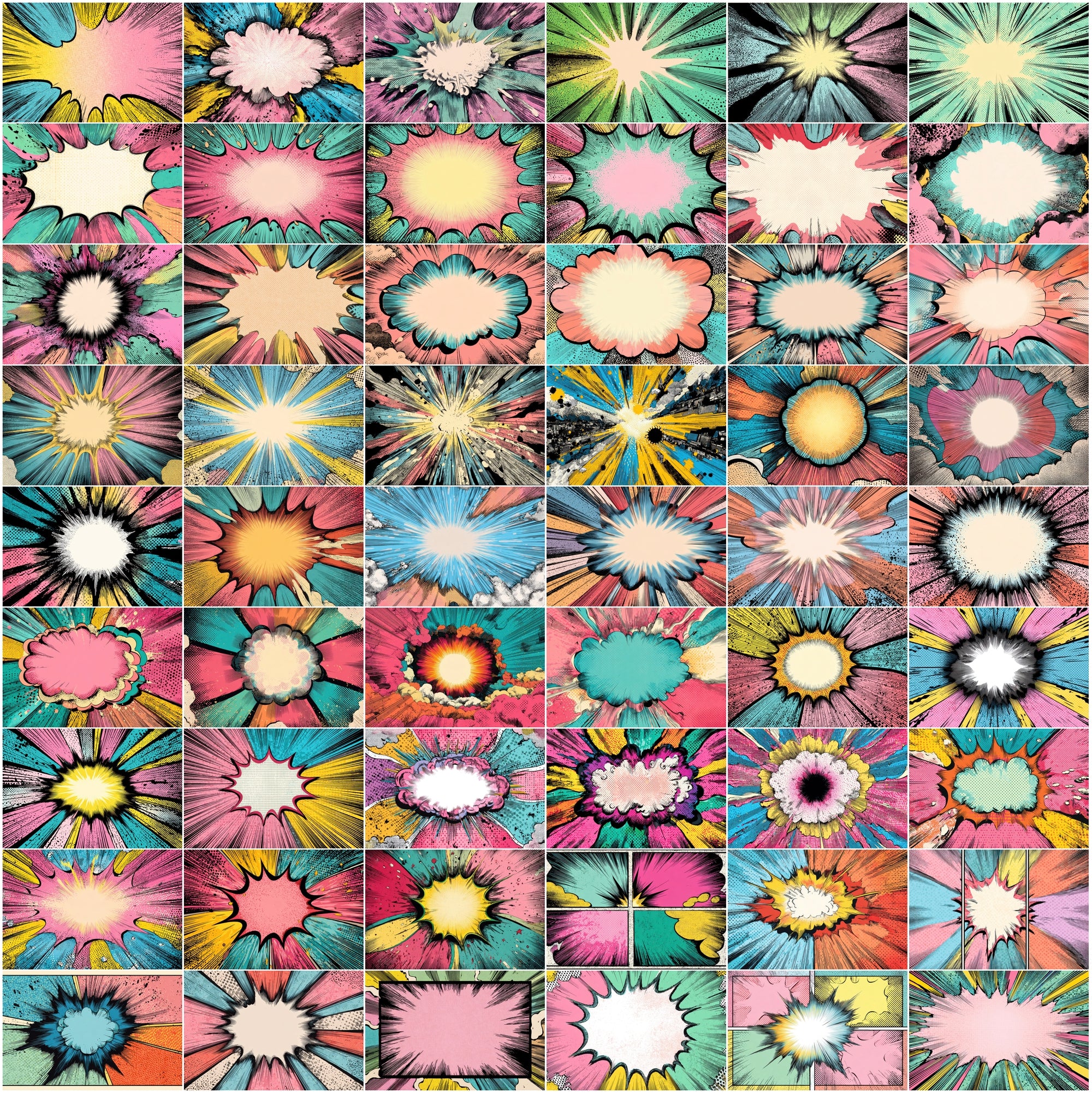 635 Comic Art Backgrounds – High-Resolution Retro Pop Art Explosions