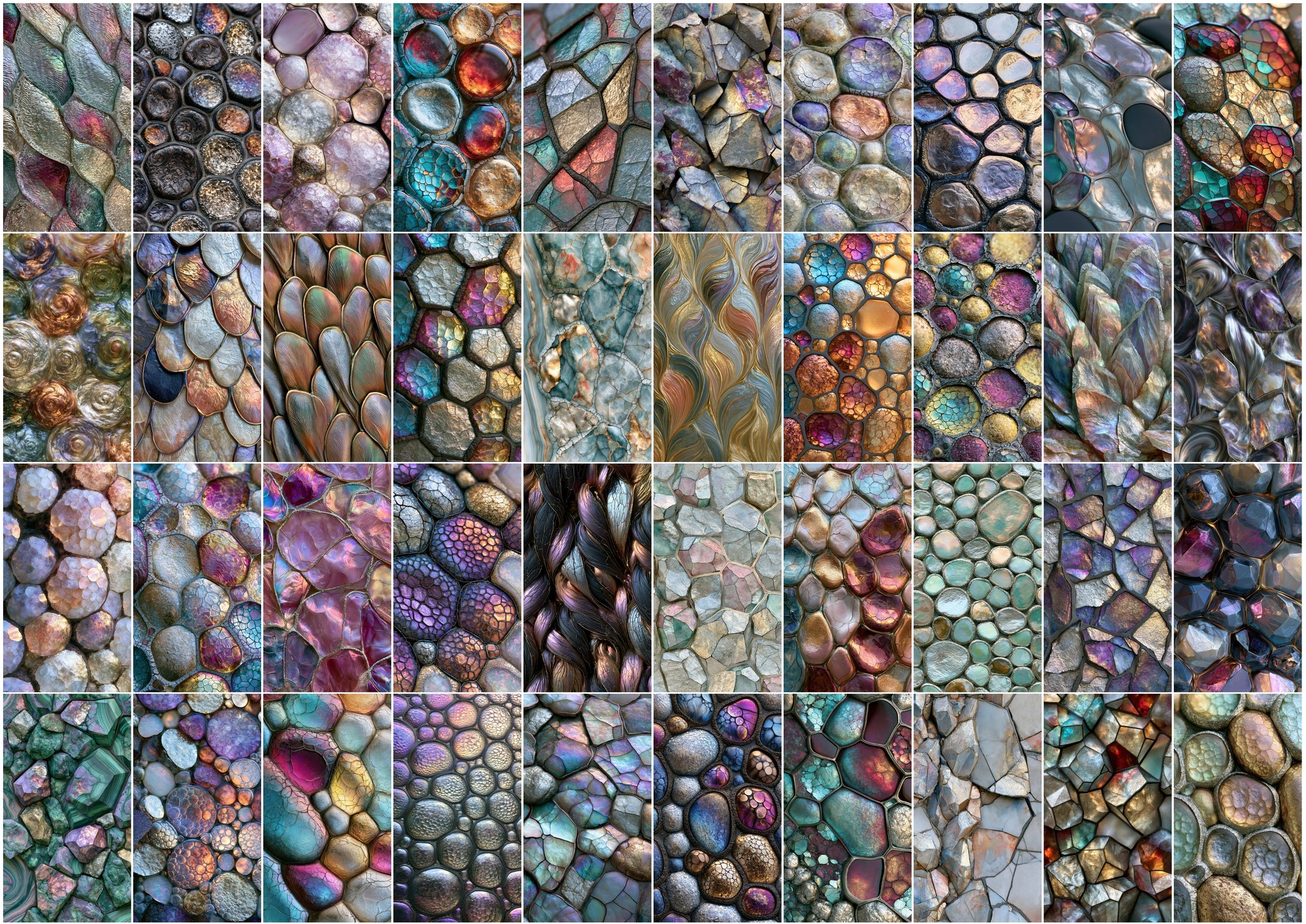 640 Abstract Iridescent Background Images | Textured Metallic Digital Paper Pack for Print & Design