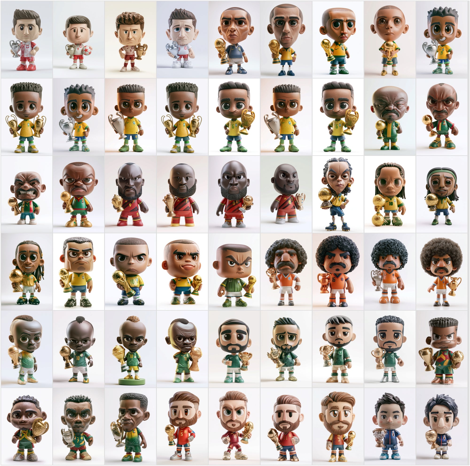 680 Football Vinyl Figure Clipart Bundle, Soccer Player Collectible Toy Art