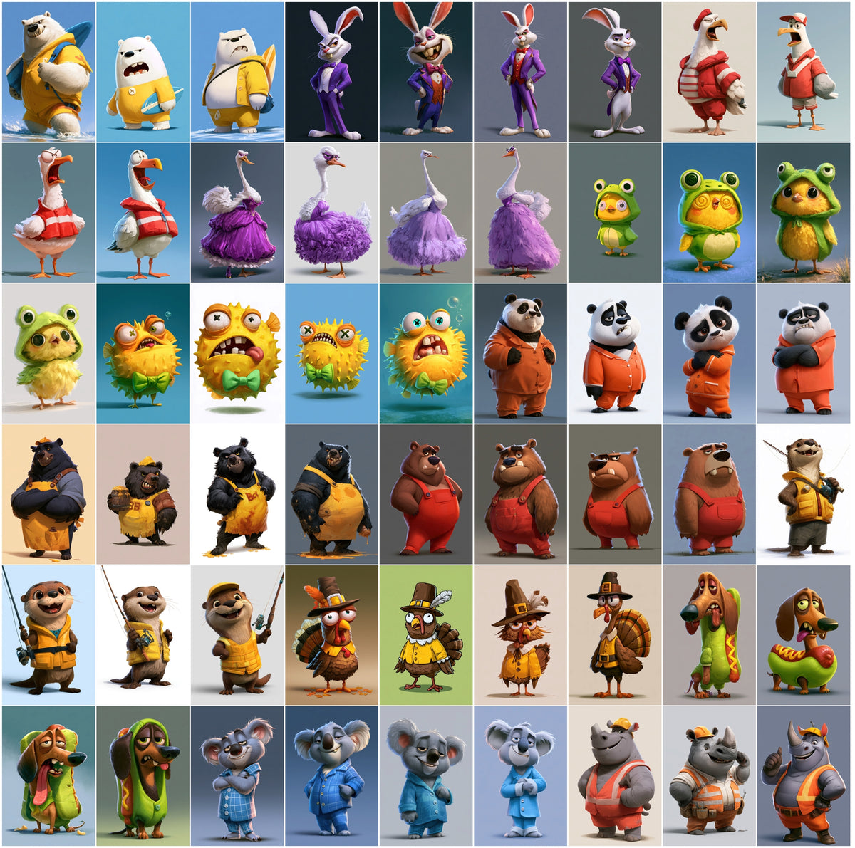 620 Cartoon Mascot Characters Bundle – Funny 2D Game Art Animals & Monsters