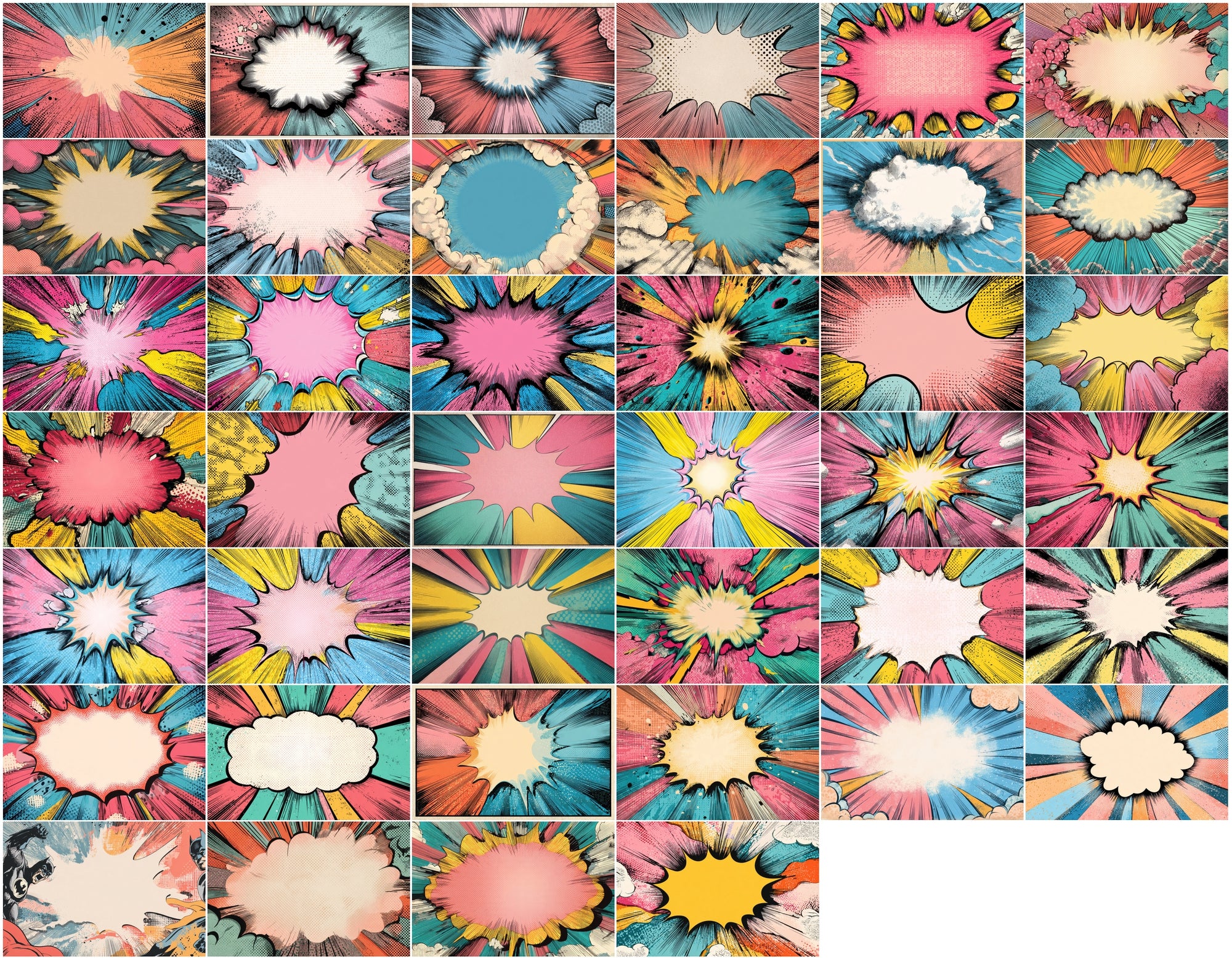 635 Comic Art Backgrounds – High-Resolution Retro Pop Art Explosions