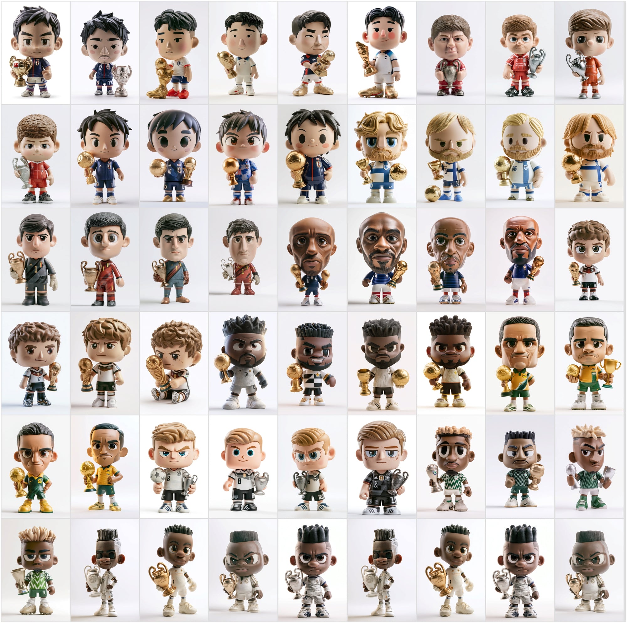 680 Football Vinyl Figure Clipart Bundle, Soccer Player Collectible Toy Art