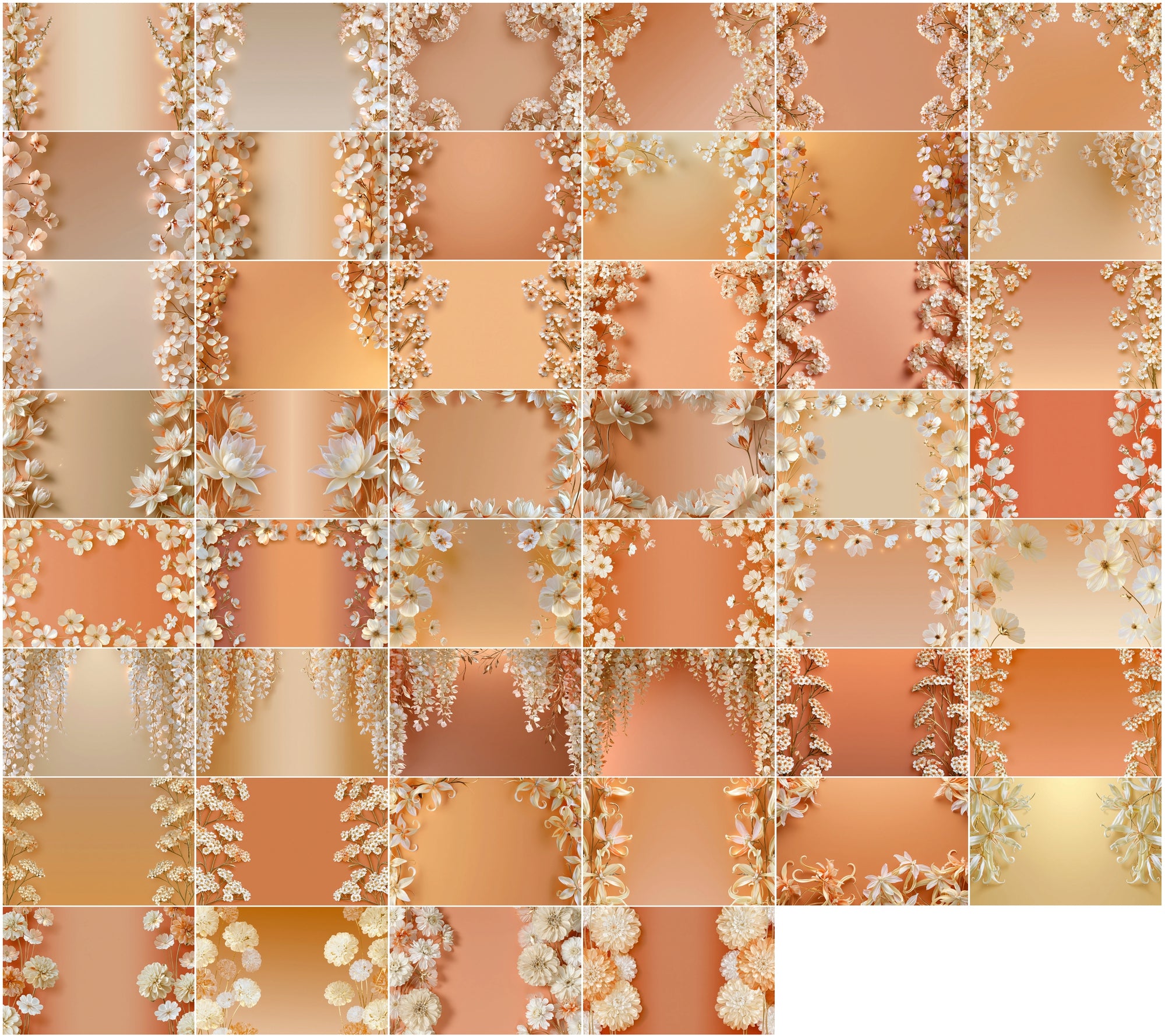 640 Floral Background Images, Elegant Flower JPG Bundle for Invitations, Branding, Scrapbooking & Commercial Use
