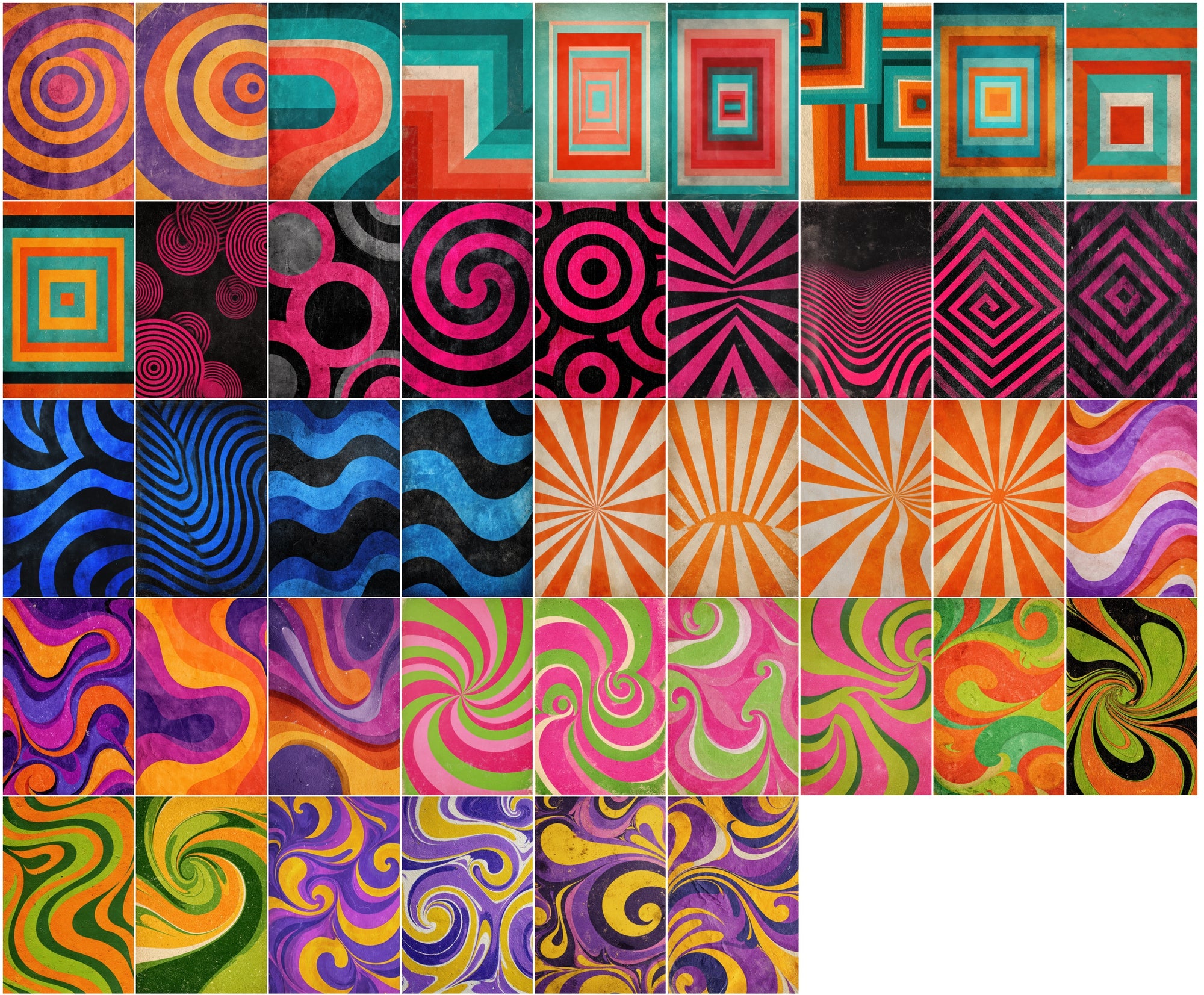630 Retro Pop Art Backgrounds Bundle, Vintage Psychedelic & Comic Textures