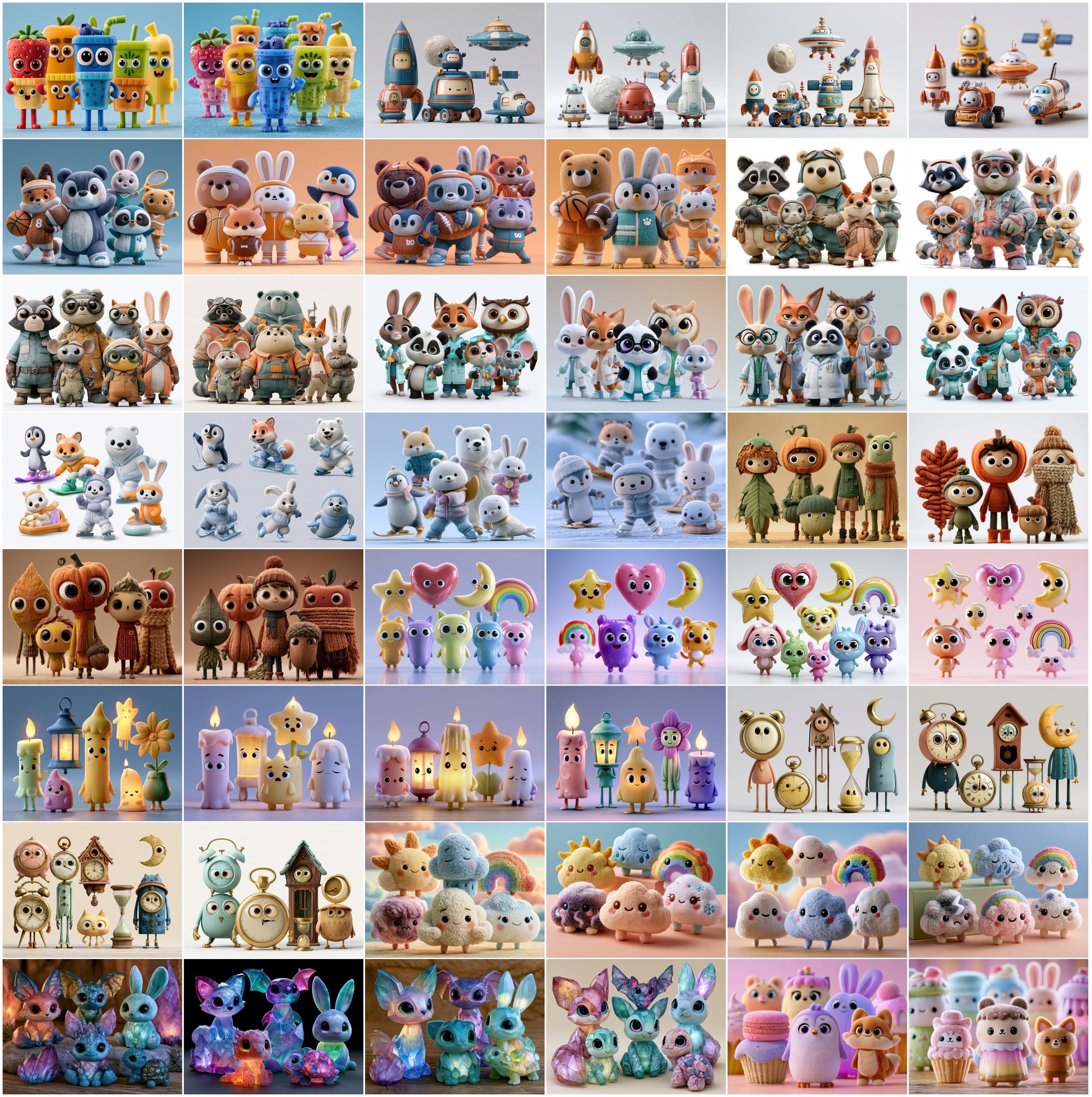 635 Cute Friendship Characters JPG Bundle – Kids, Best Friends & Animated Clipart with Commercial License