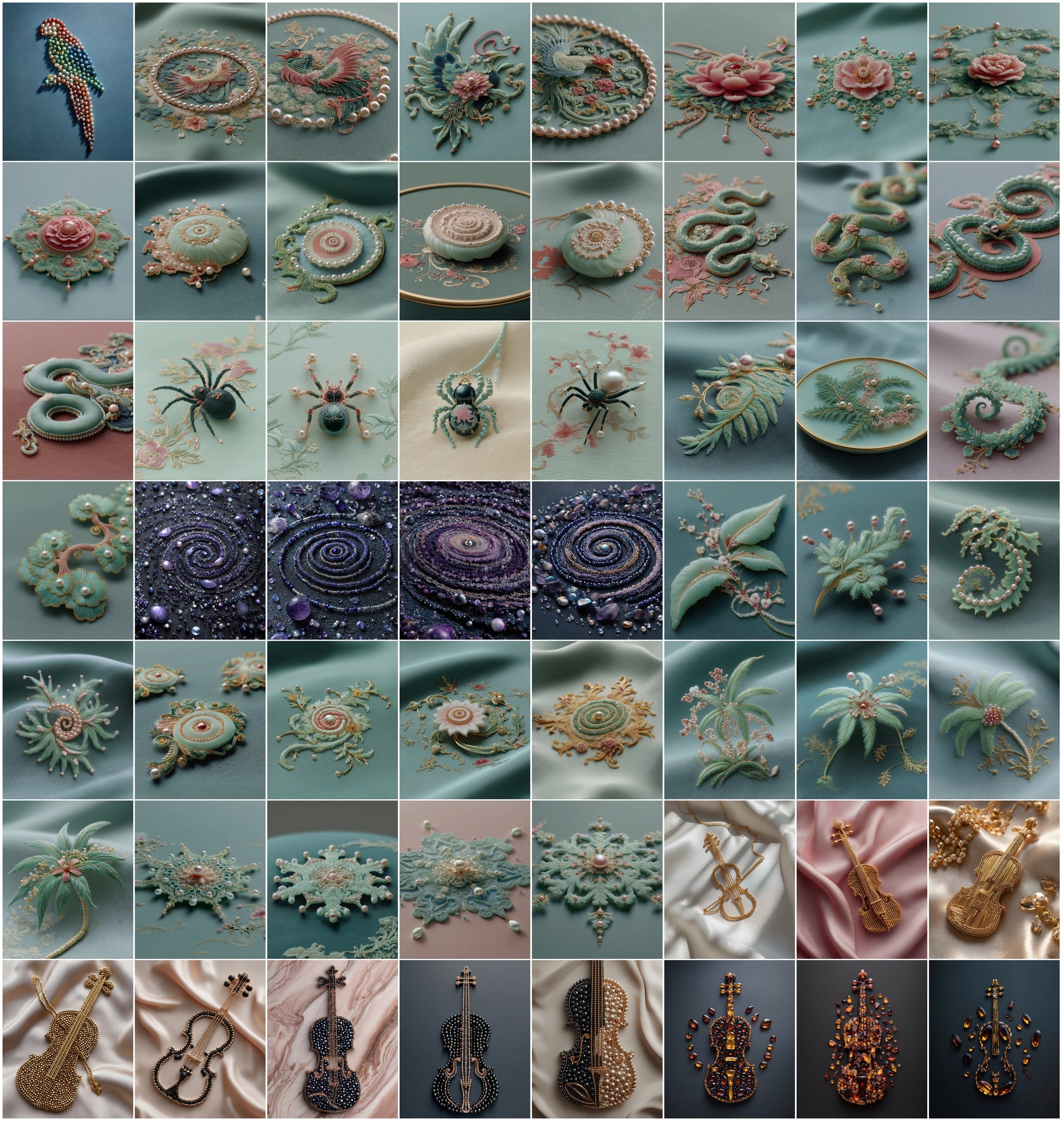 700 Pearl Art Images Bundle, Luxury Flatlay Mandala & Animal Silhouettes