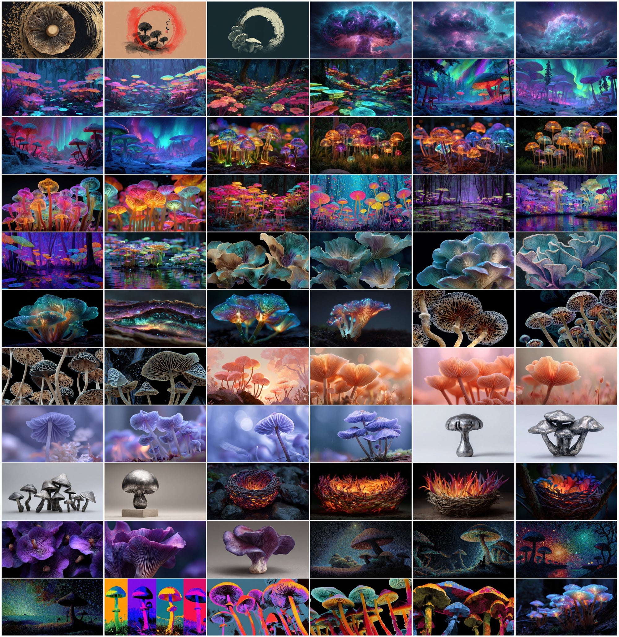 950 Psychedelic Mushroom Images Bundle – Bioluminescent Neon Art Pack