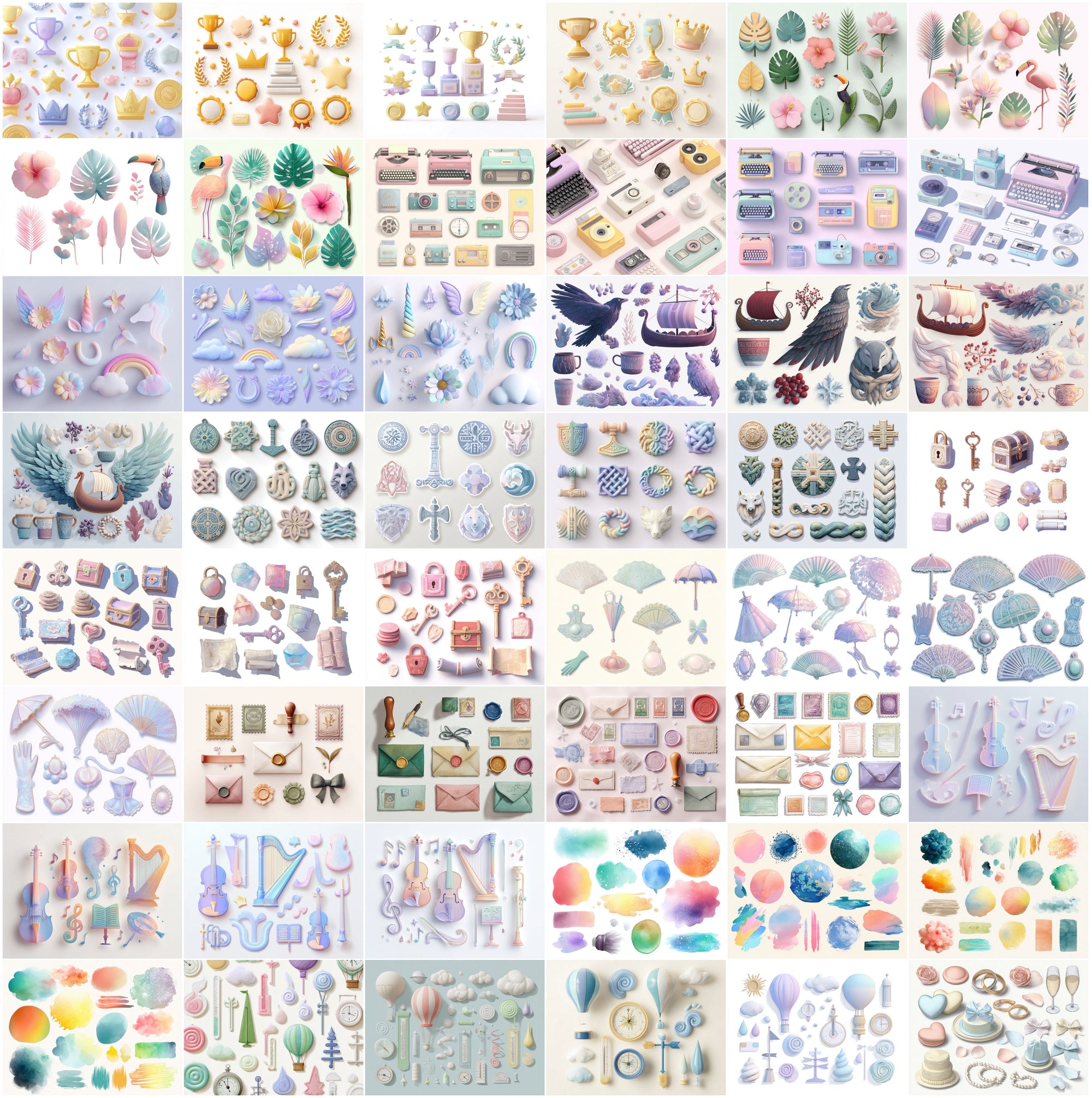 640 3D Decorative Element Clipart Pack