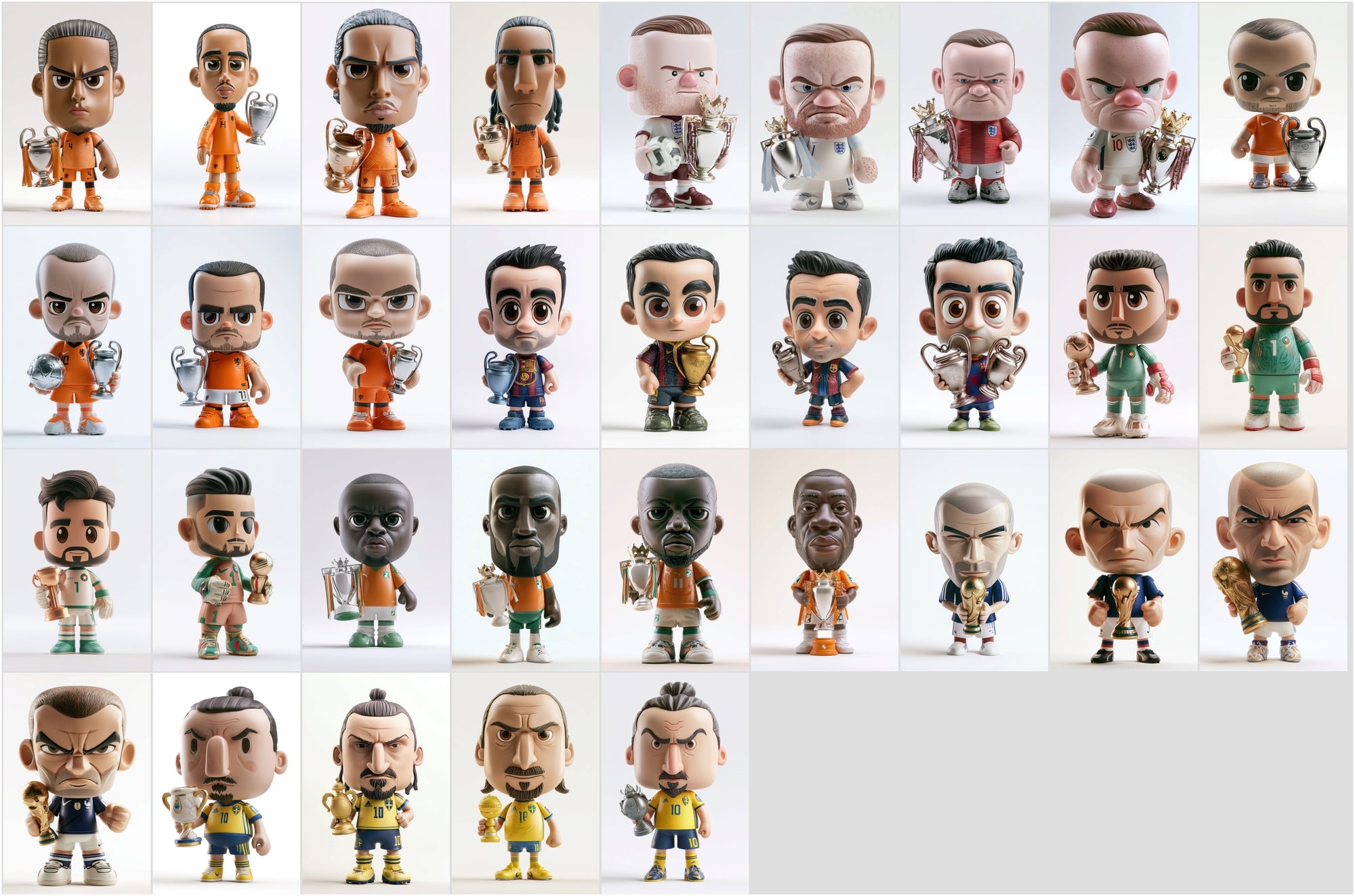 680 Football Vinyl Figure Clipart Bundle, Soccer Player Collectible Toy Art