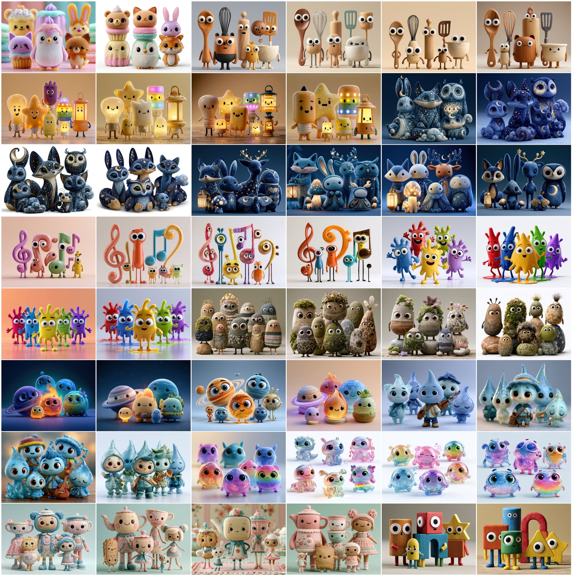 635 Cute Friendship Characters JPG Bundle – Kids, Best Friends & Animated Clipart with Commercial License