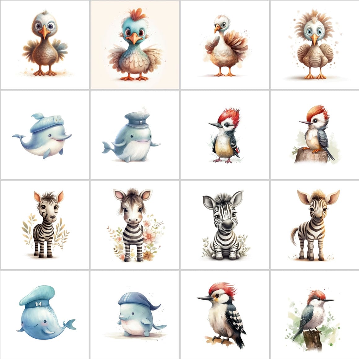 Transparent PNG Cute Animal Illustrations with Commercial License - 300 Unique Images Digital Download Sumobundle
