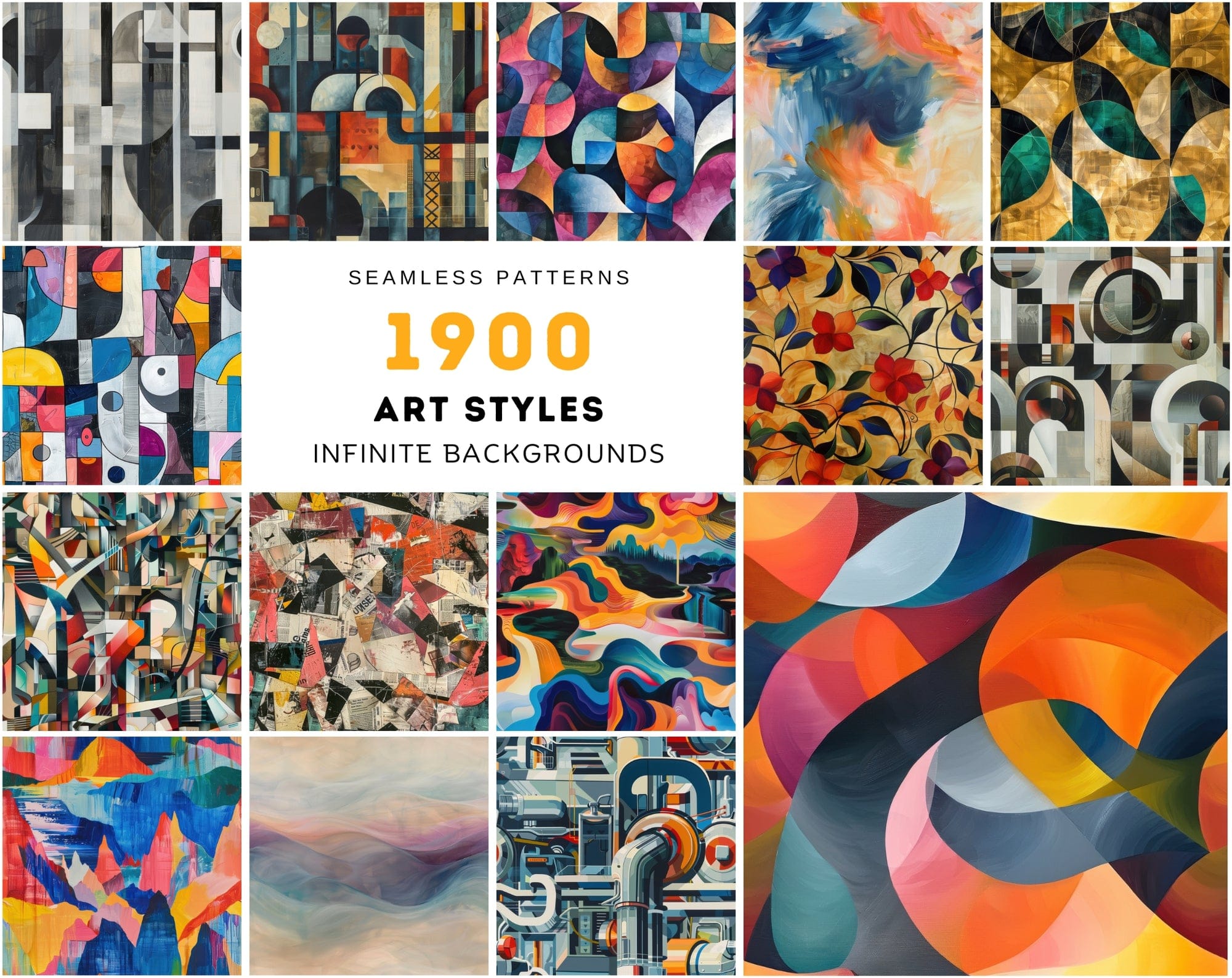 Ultimate 1900 Seamless Patterns Pack - 20 Artistic Styles - JPG & Photoshop PAT Digital Download Sumobundle