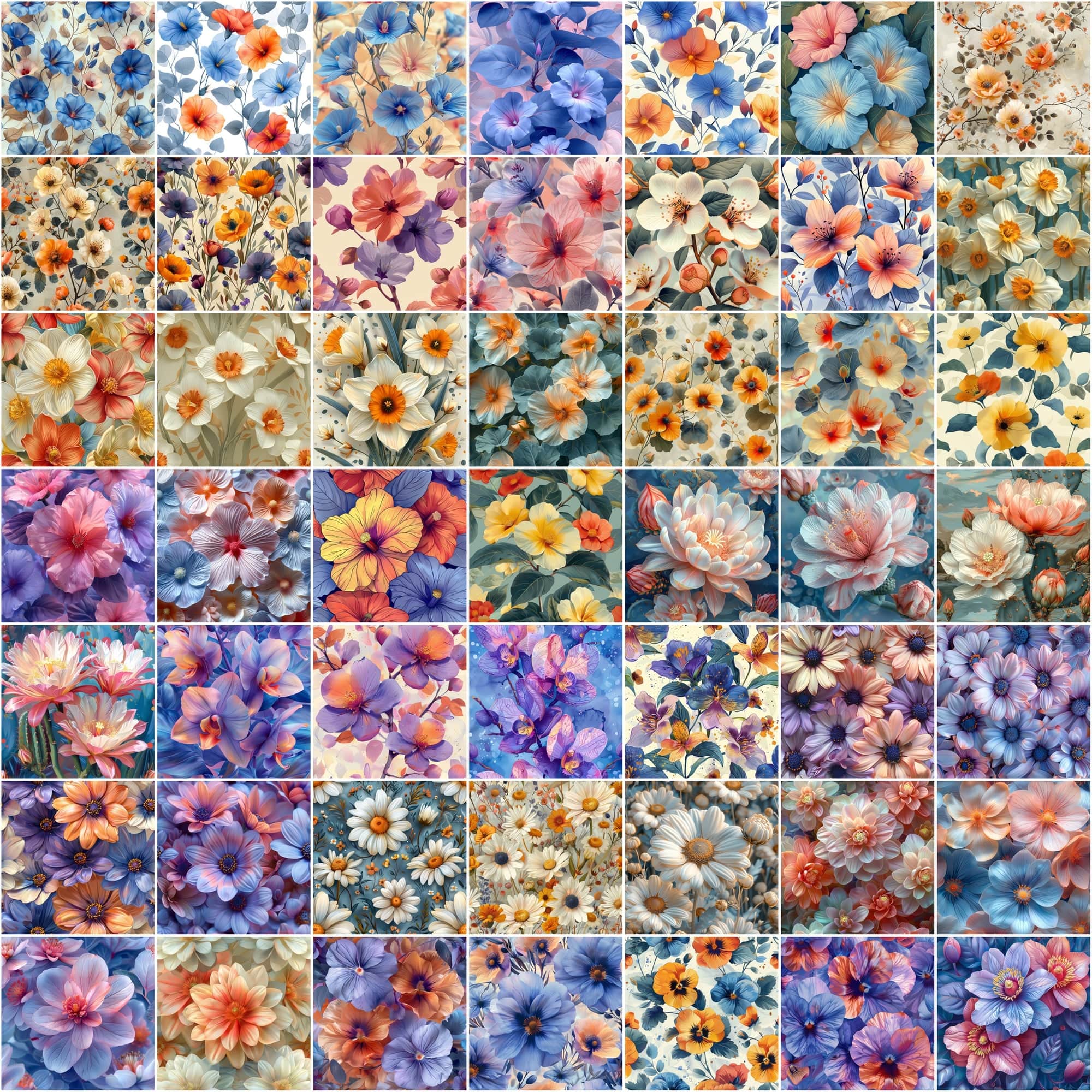 Ultimate Collection of Seamless Floral Patterns – Perfect for Digital Flowers, Colorful Backgrounds, and Creative Designs Digital Download Sumobundle