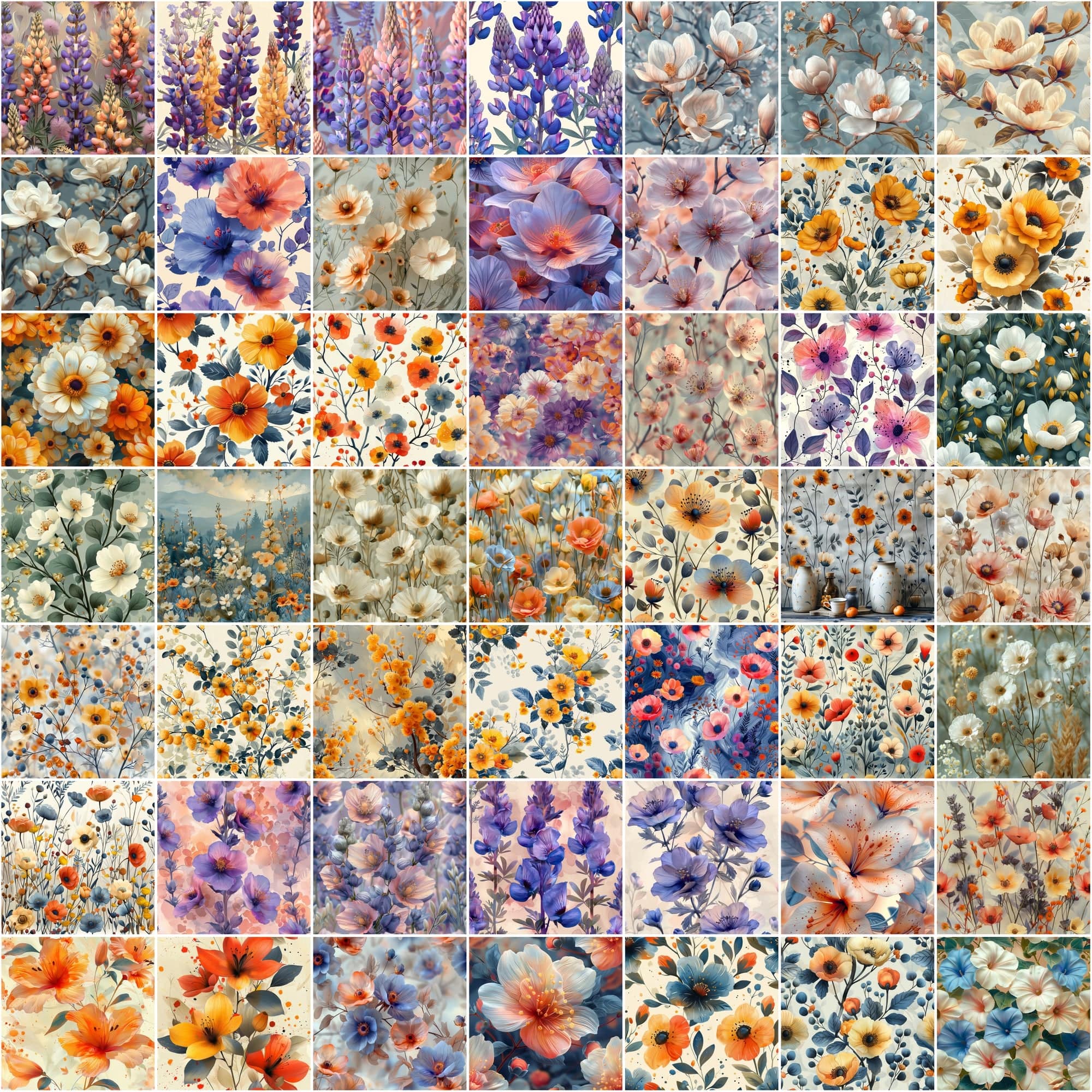 Ultimate Collection of Seamless Floral Patterns – Perfect for Digital Flowers, Colorful Backgrounds, and Creative Designs Digital Download Sumobundle