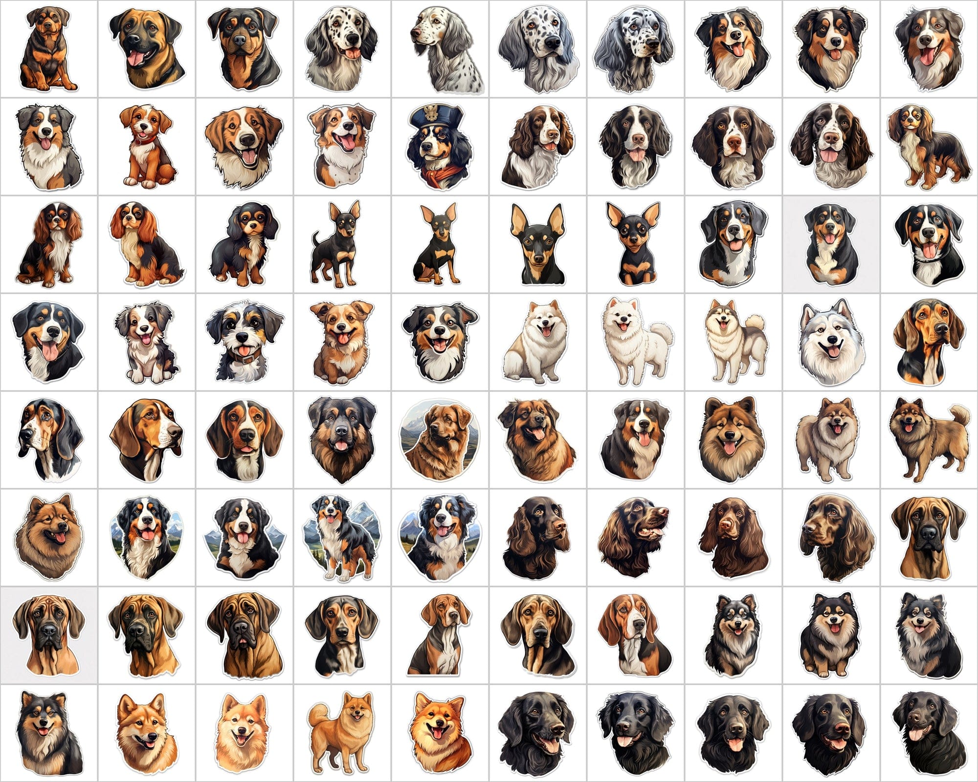 Ultimate Dog Breed Stickers Bundle - 2600 PNG Images with & without Backgrounds - Commercial Use Digital Download Sumobundle