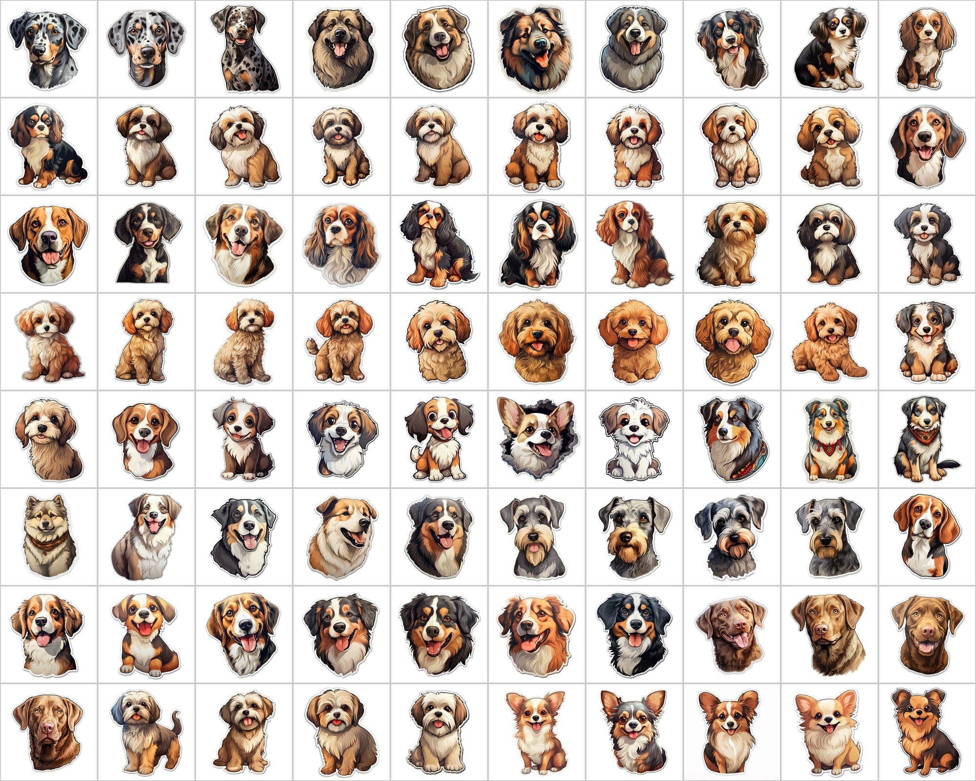 Ultimate Dog Breed Stickers Bundle - 2600 PNG Images with & without Backgrounds - Commercial Use Digital Download Sumobundle